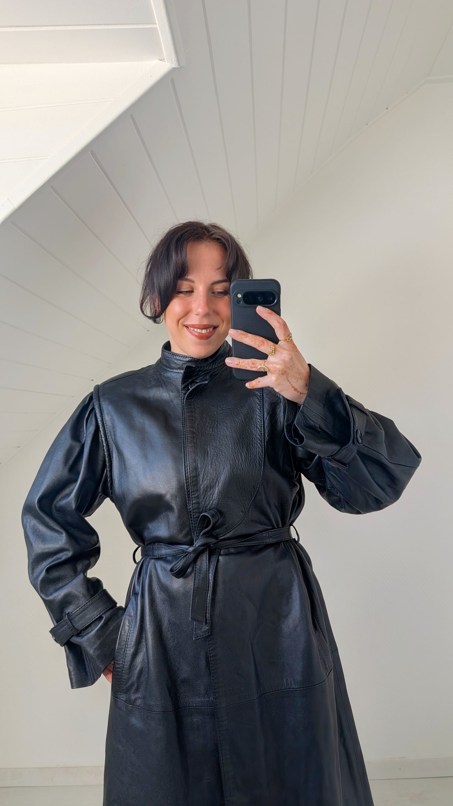 Trench cuir 1980 cuir agneau T38