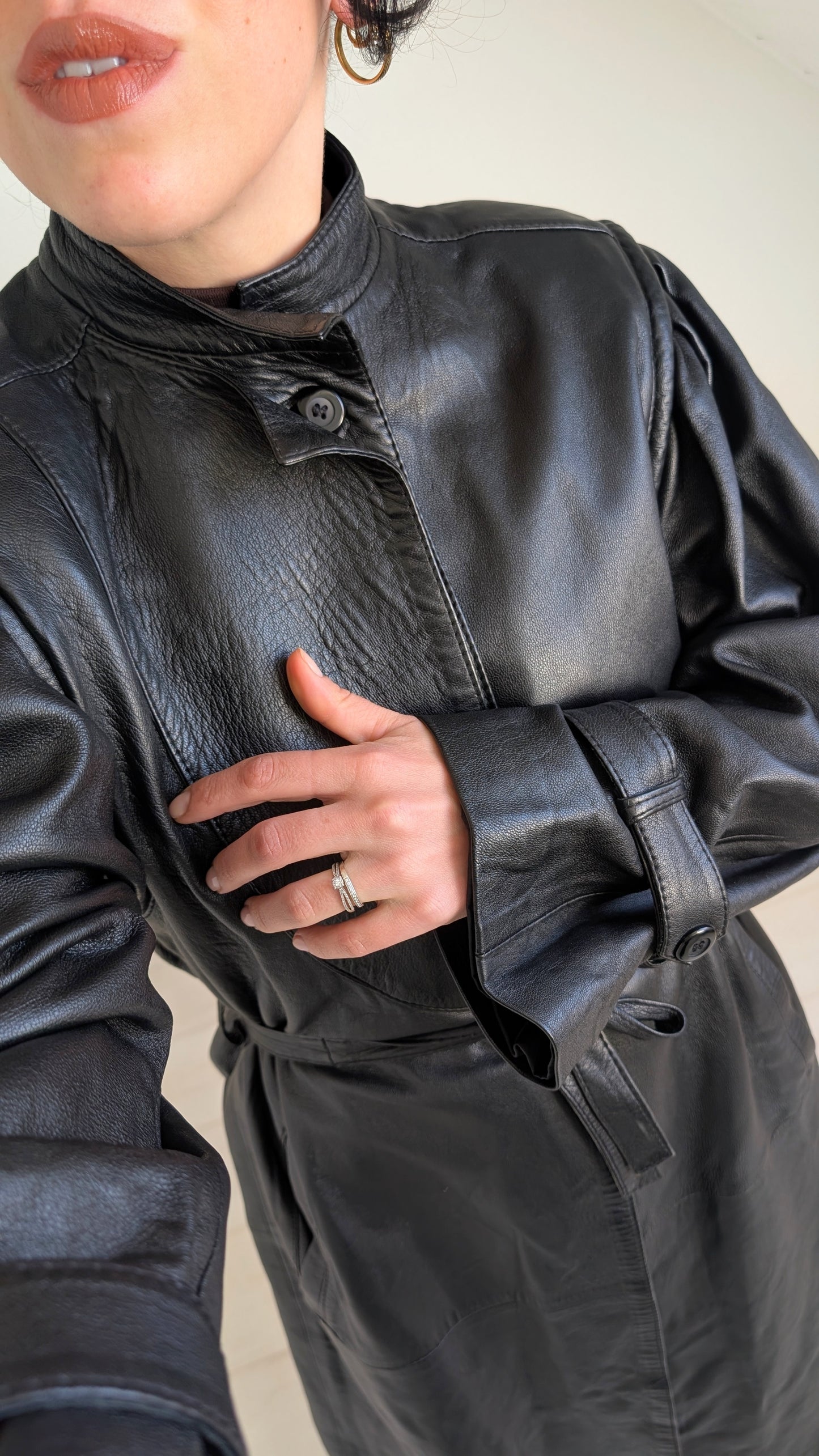 Trench cuir 1980 cuir agneau T38