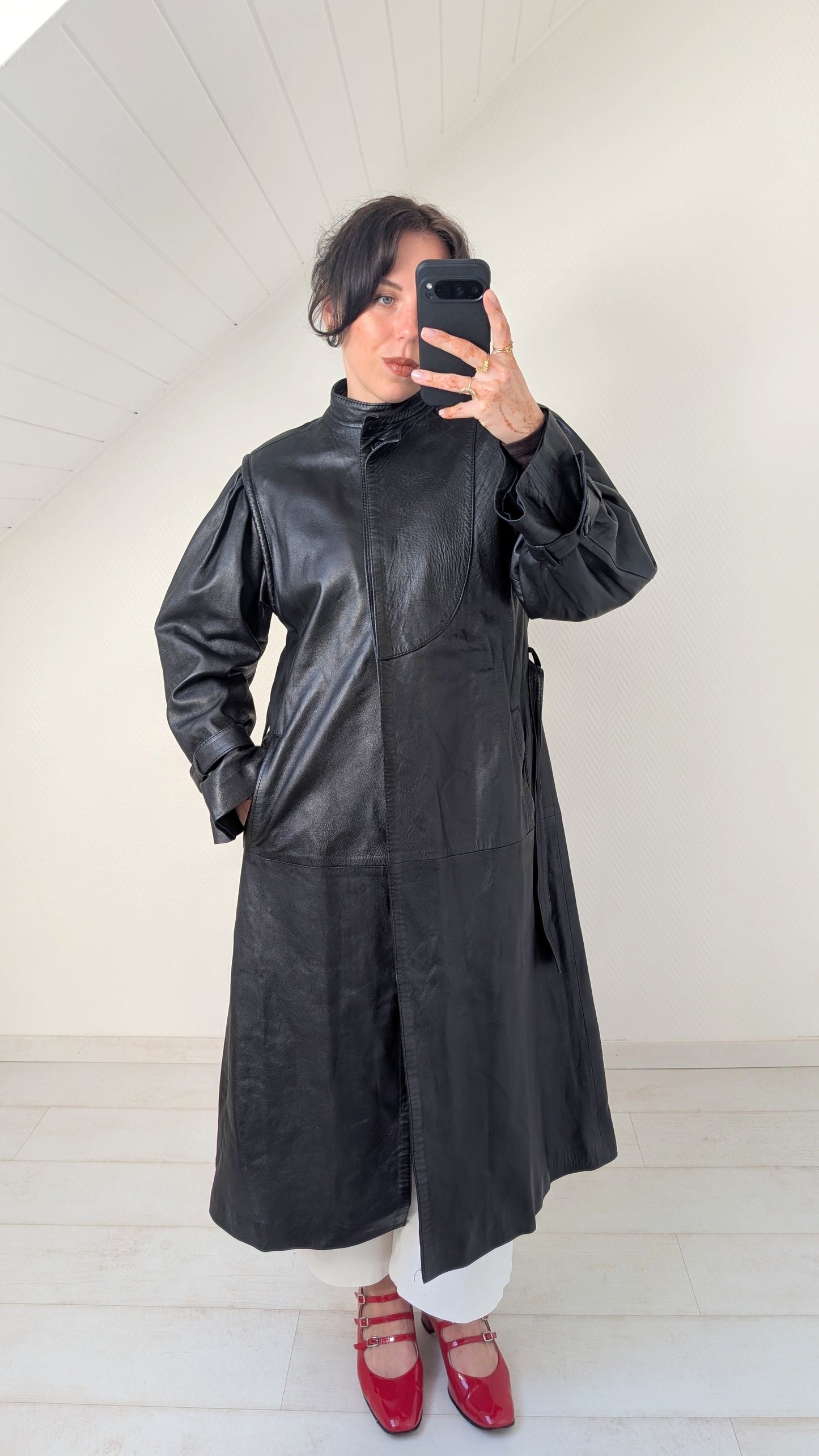 Trench cuir 1980 cuir agneau T38