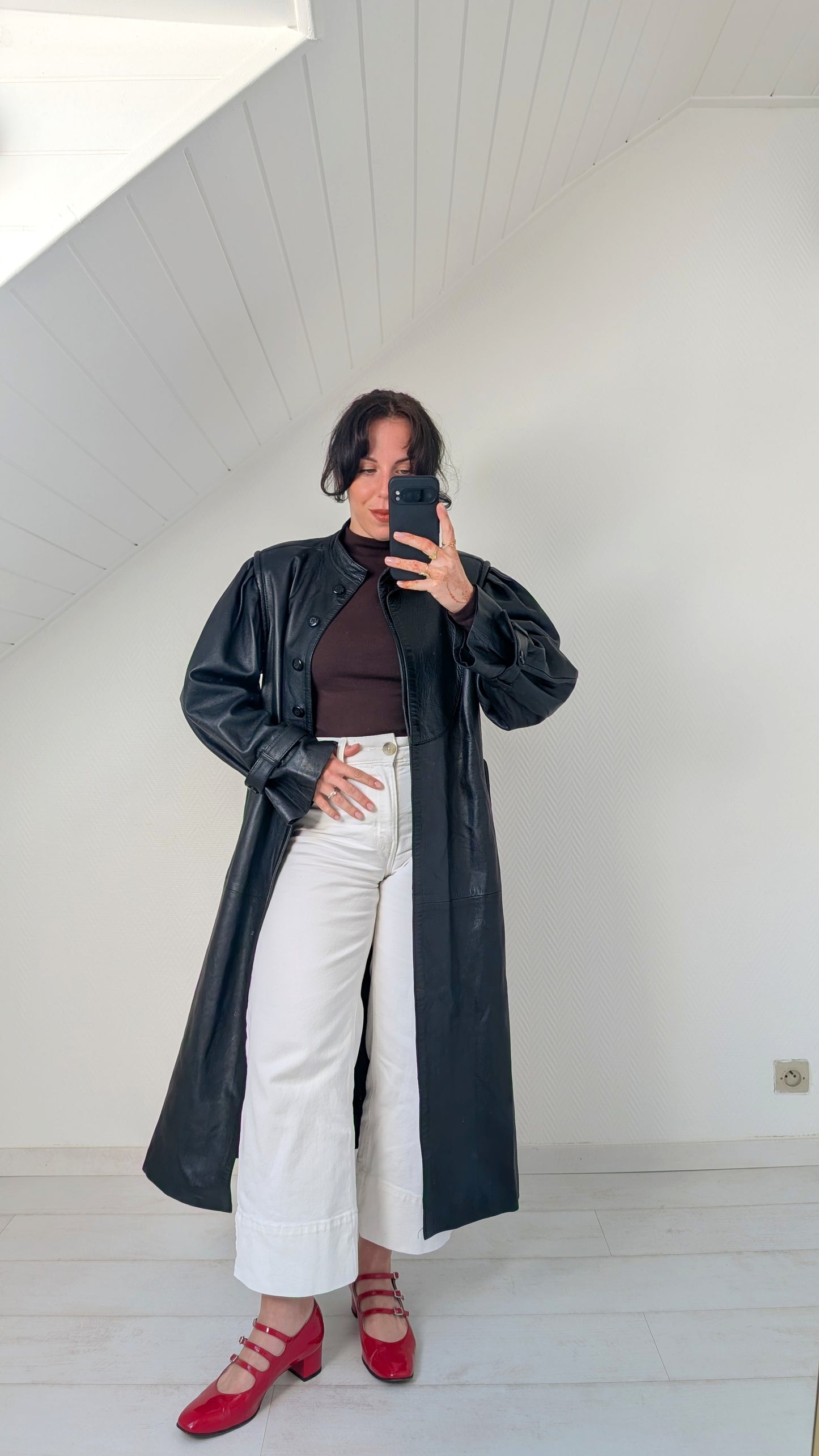 Trench cuir 1980 cuir agneau T38