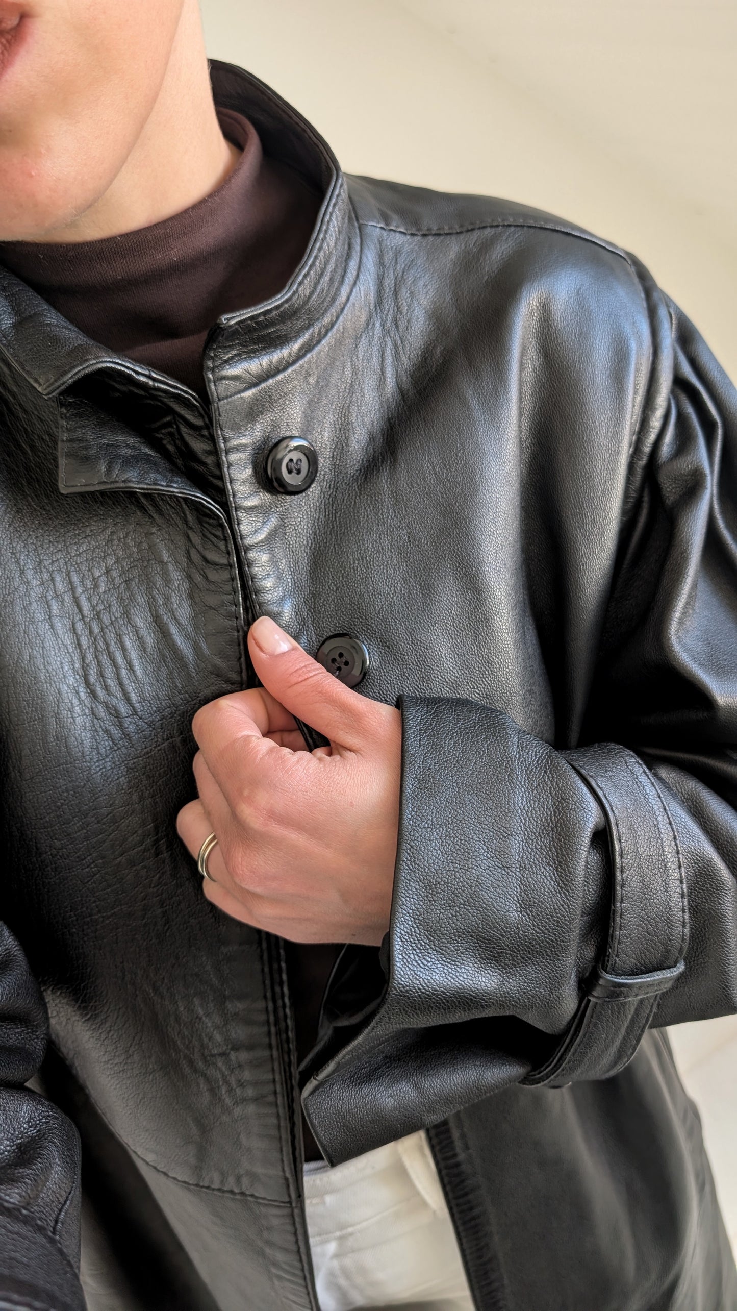 Trench cuir 1980 cuir agneau T38