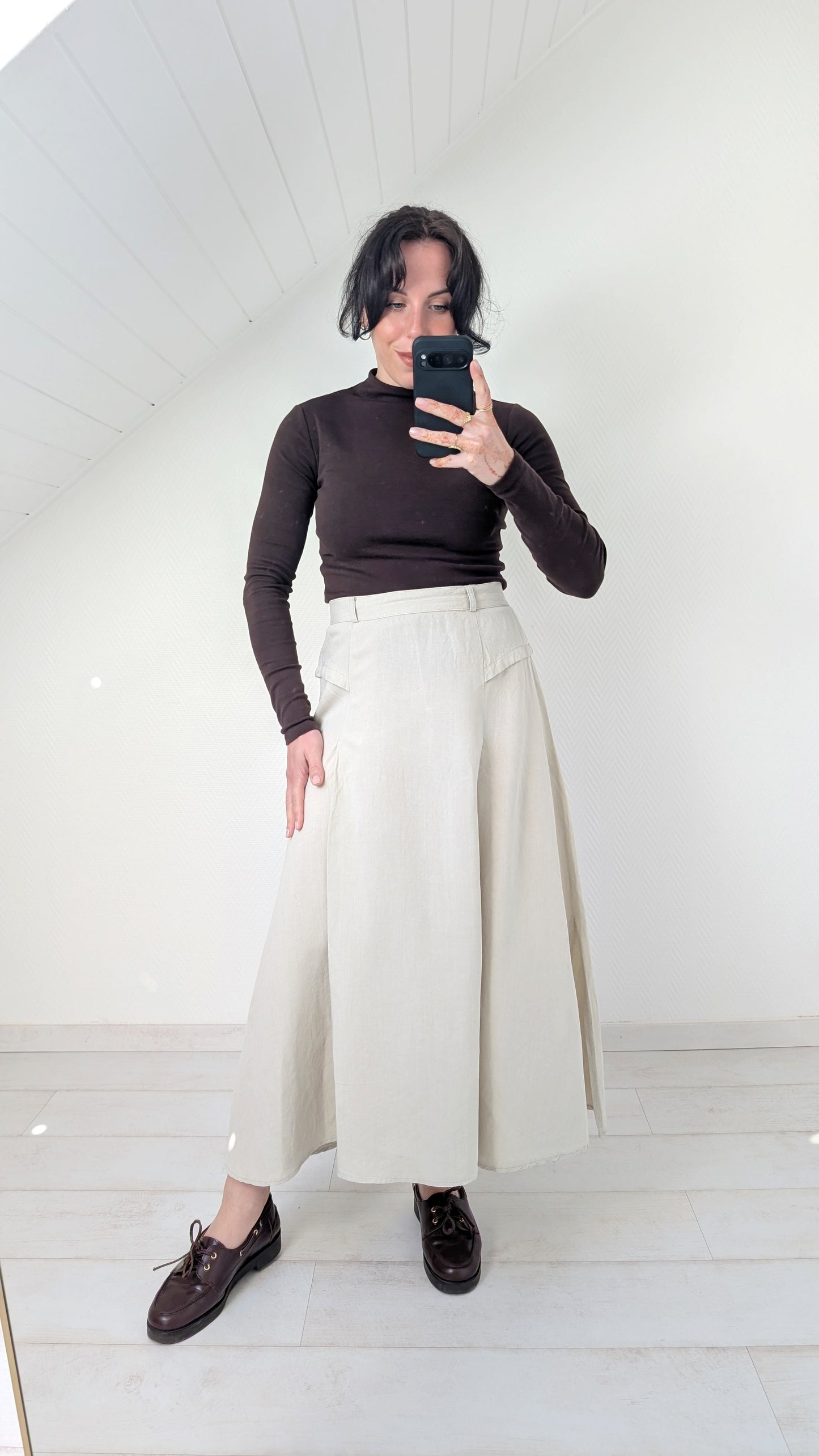 Jupe midi coton et lin T36