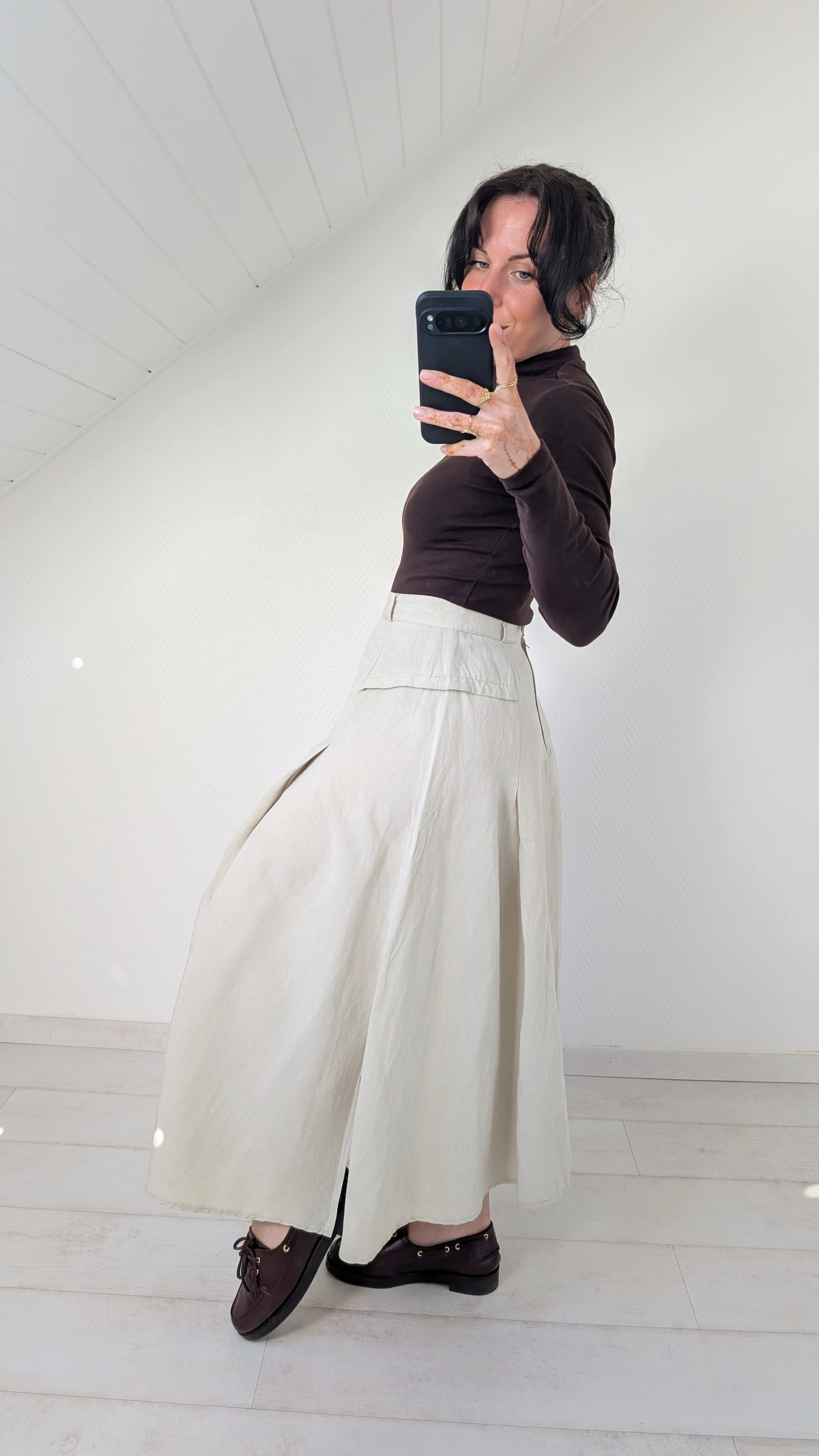 Jupe midi coton et lin T36
