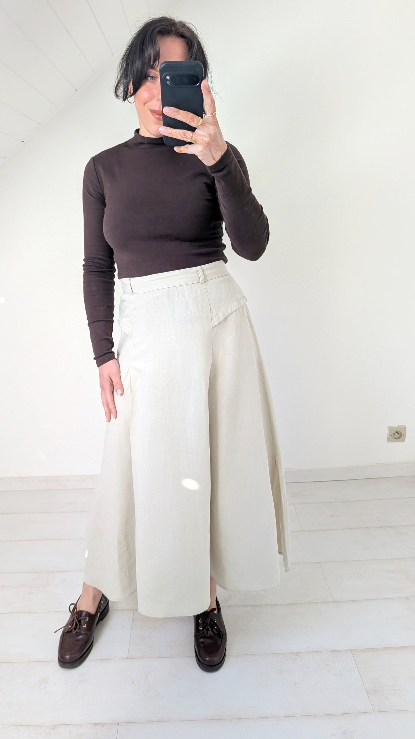 Jupe midi coton et lin T36