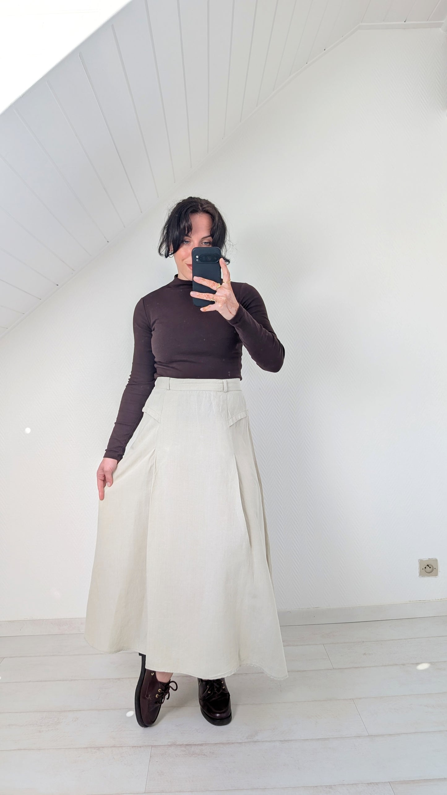 Jupe midi coton et lin T36