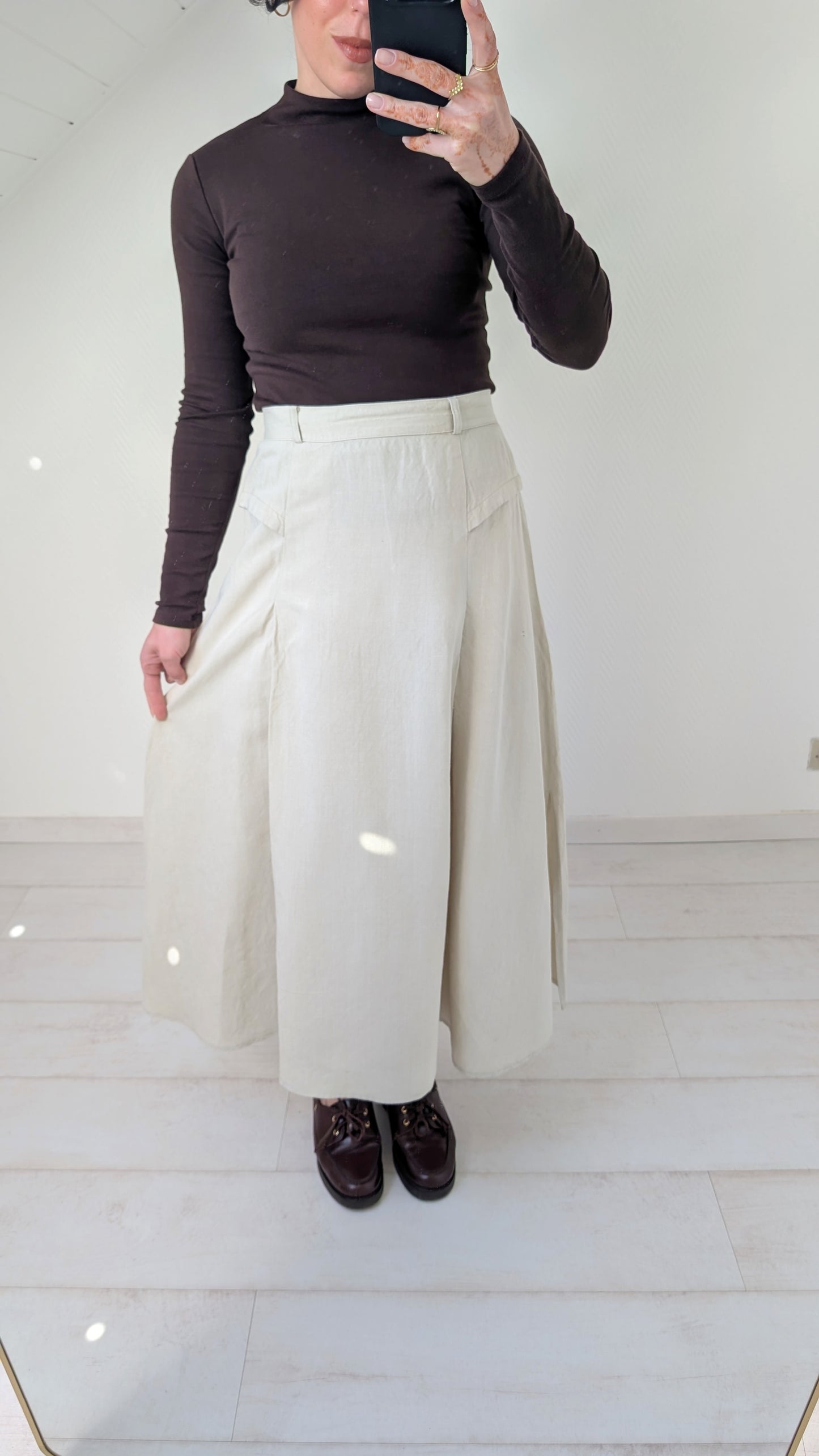 Jupe midi coton et lin T36
