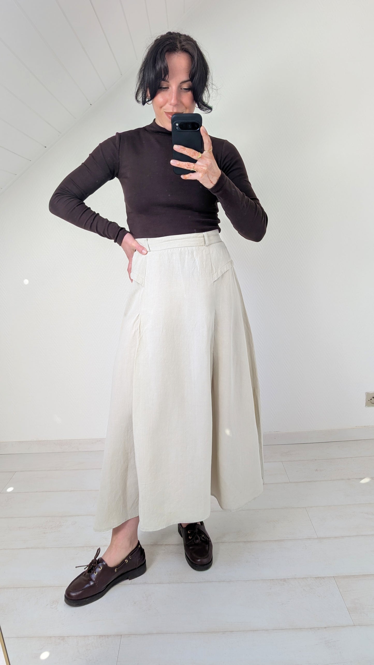 Jupe midi coton et lin T36