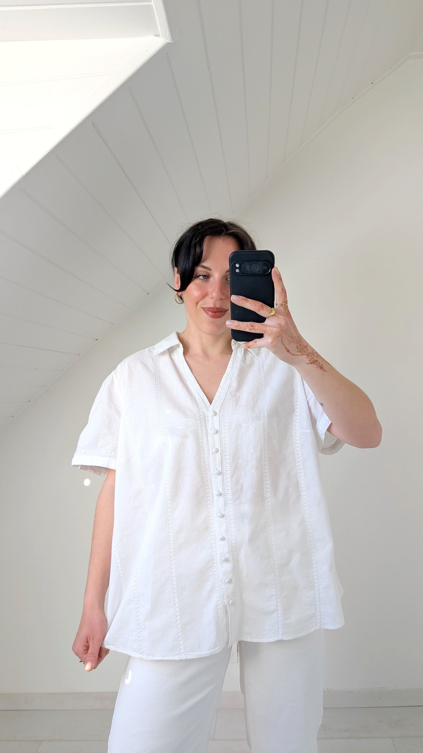 Chemise coton broderies T42-44