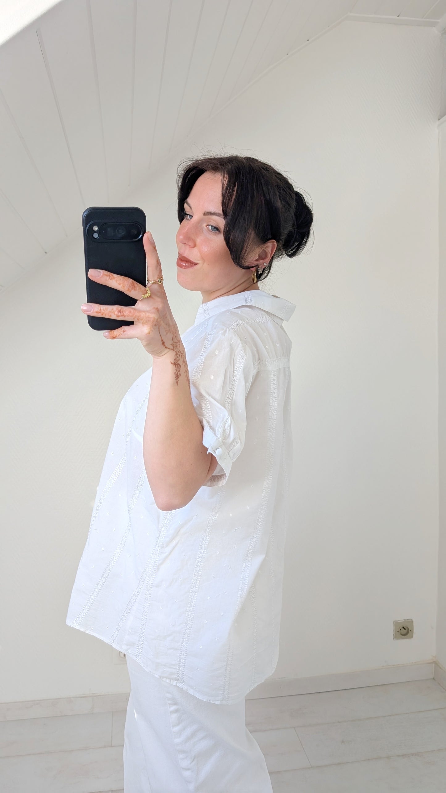 Chemise coton broderies T42-44