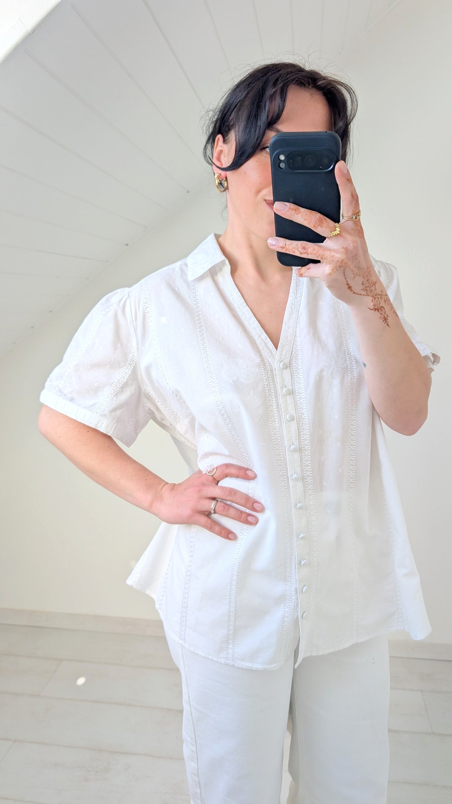 Chemise coton broderies T42-44