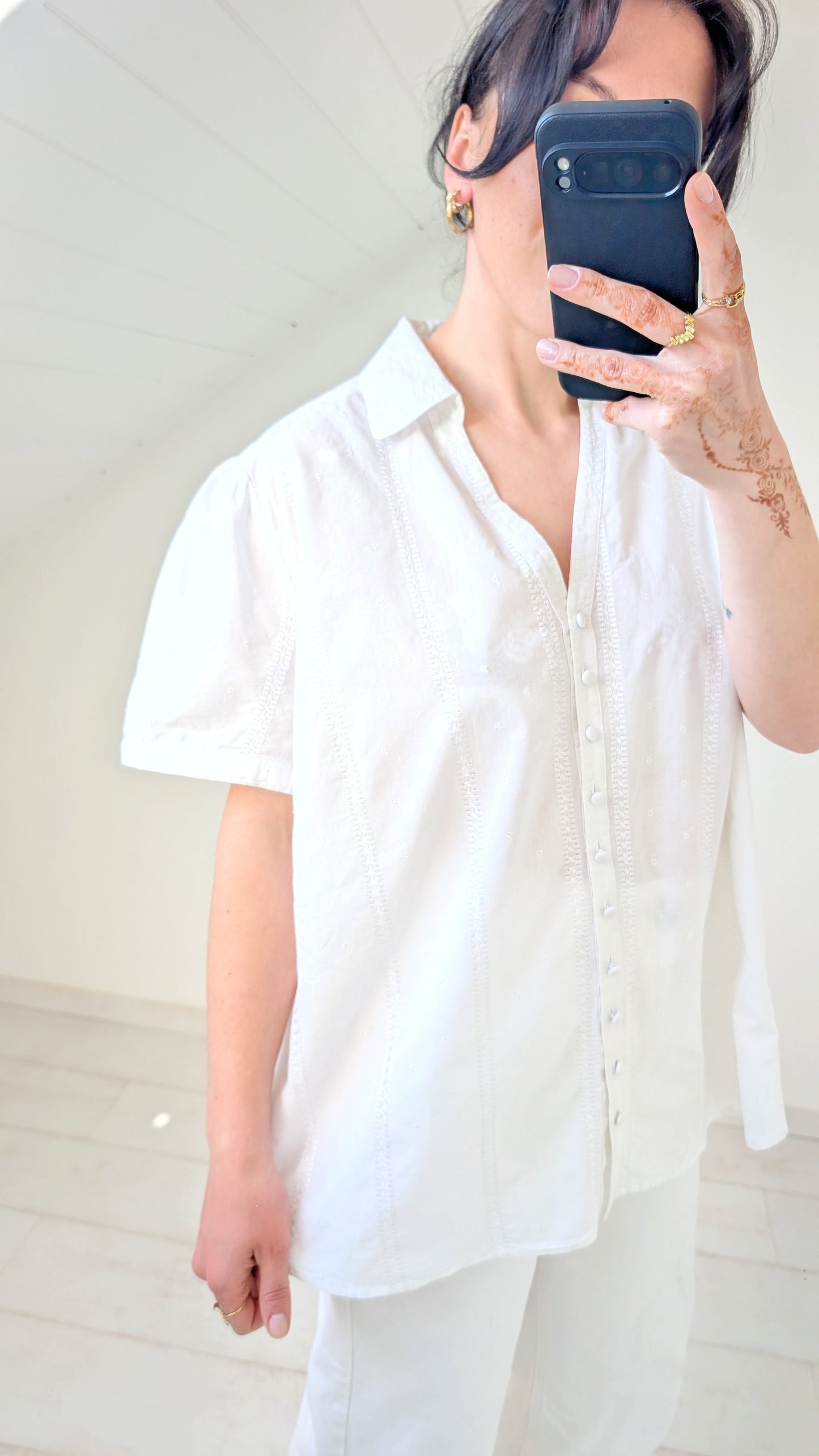 Chemise coton broderies T42-44