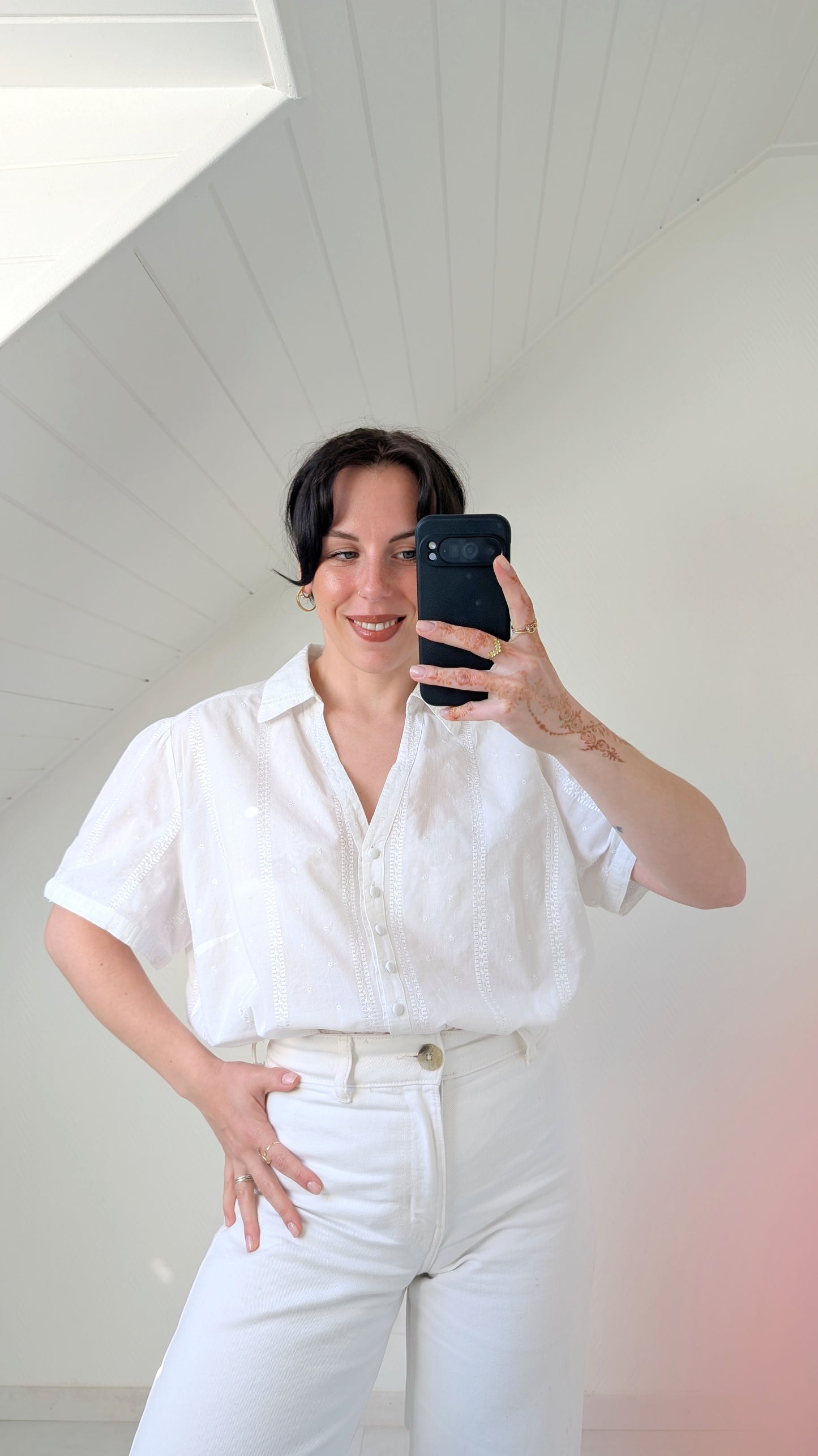 Chemise coton broderies T42-44