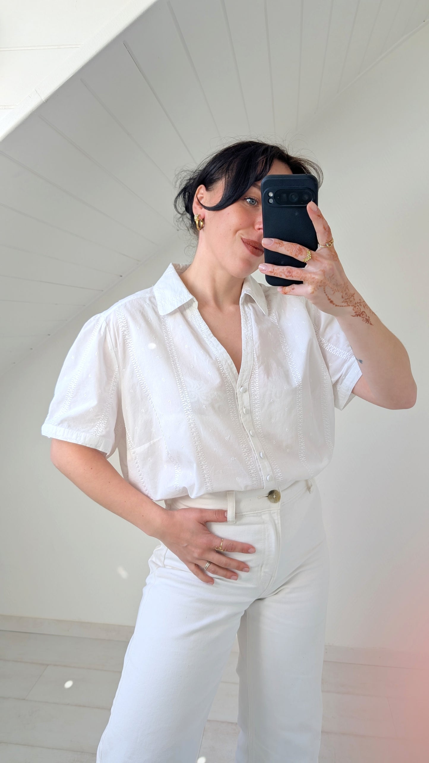 Chemise coton broderies T42-44