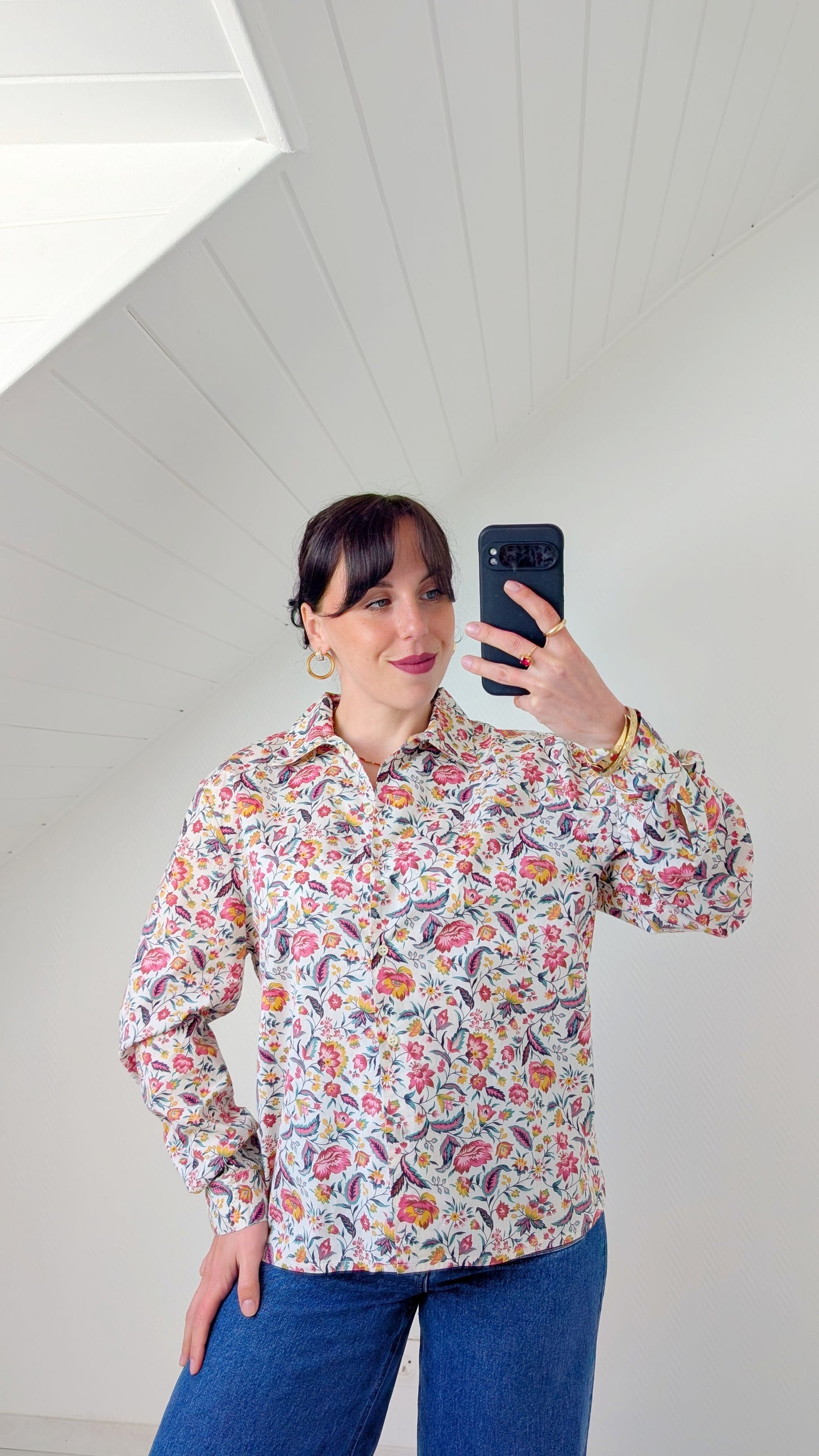 Chemise fleurie coton T40