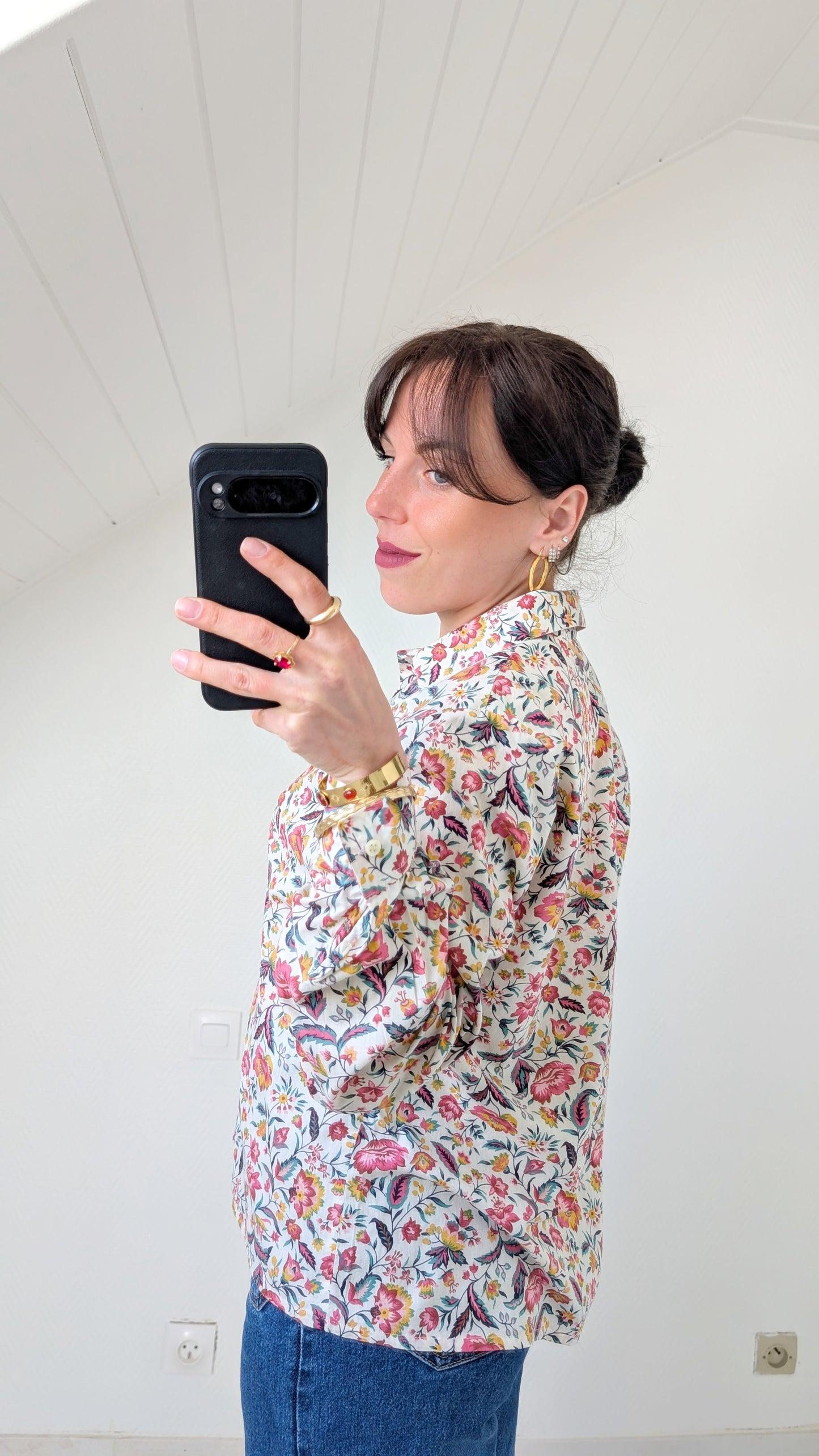 Chemise fleurie coton T40