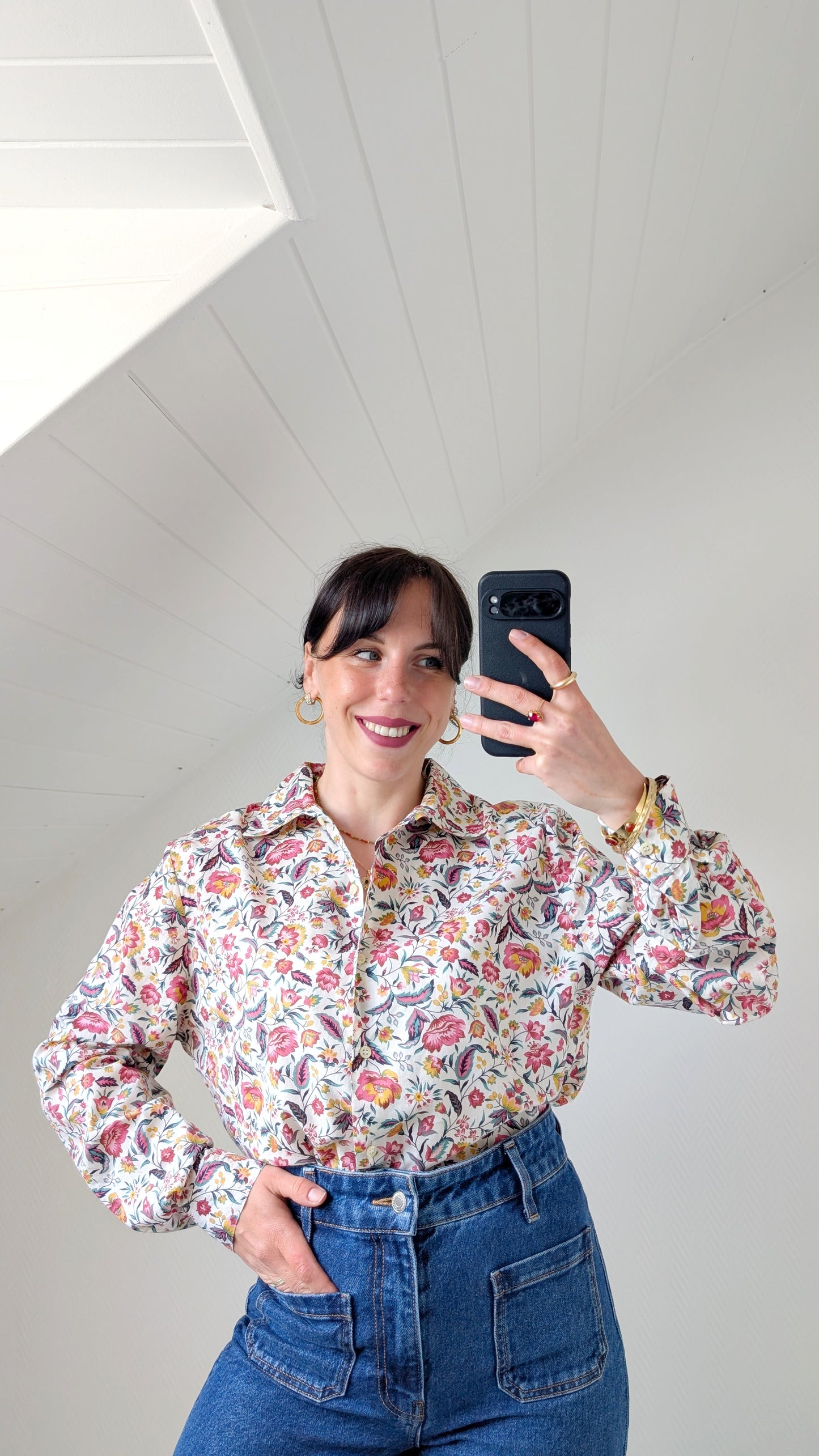 Chemise fleurie coton T40