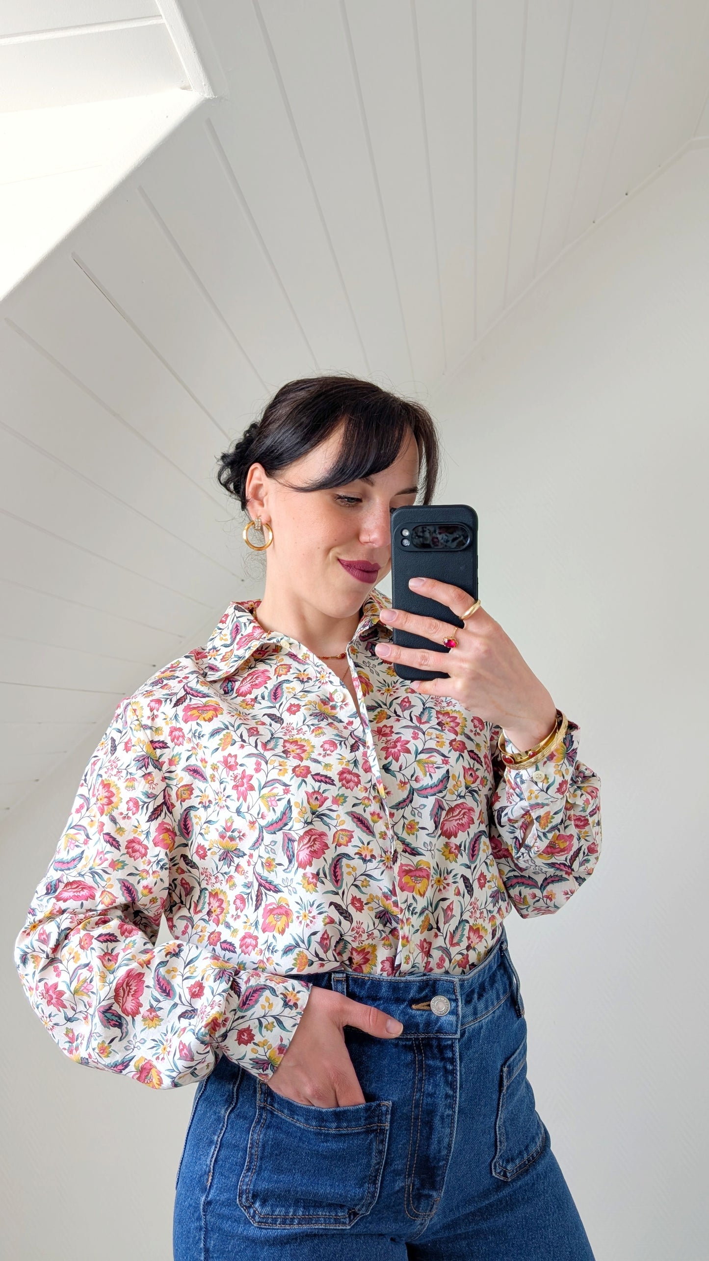 Chemise fleurie coton T40