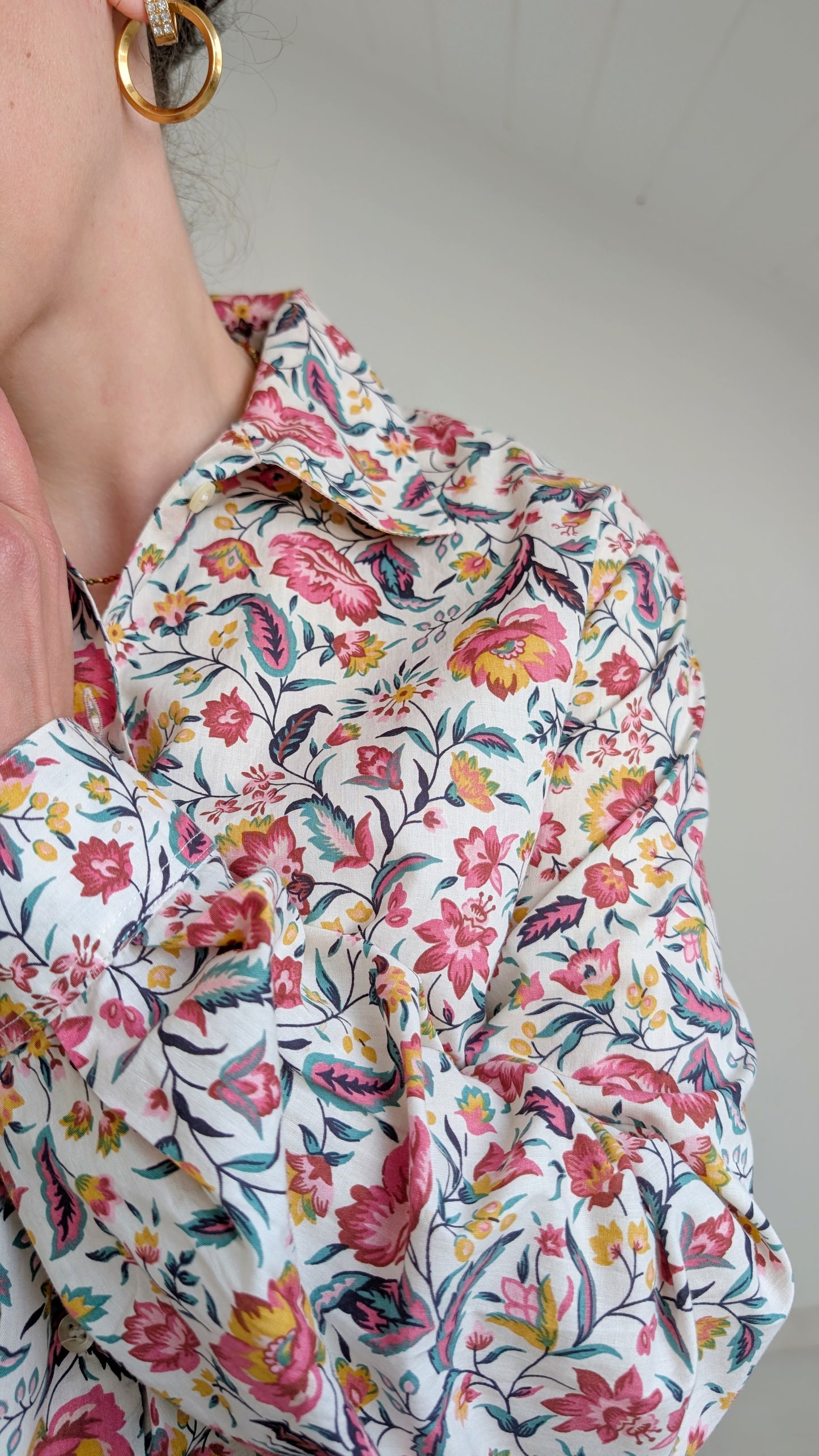 Chemise fleurie coton T40