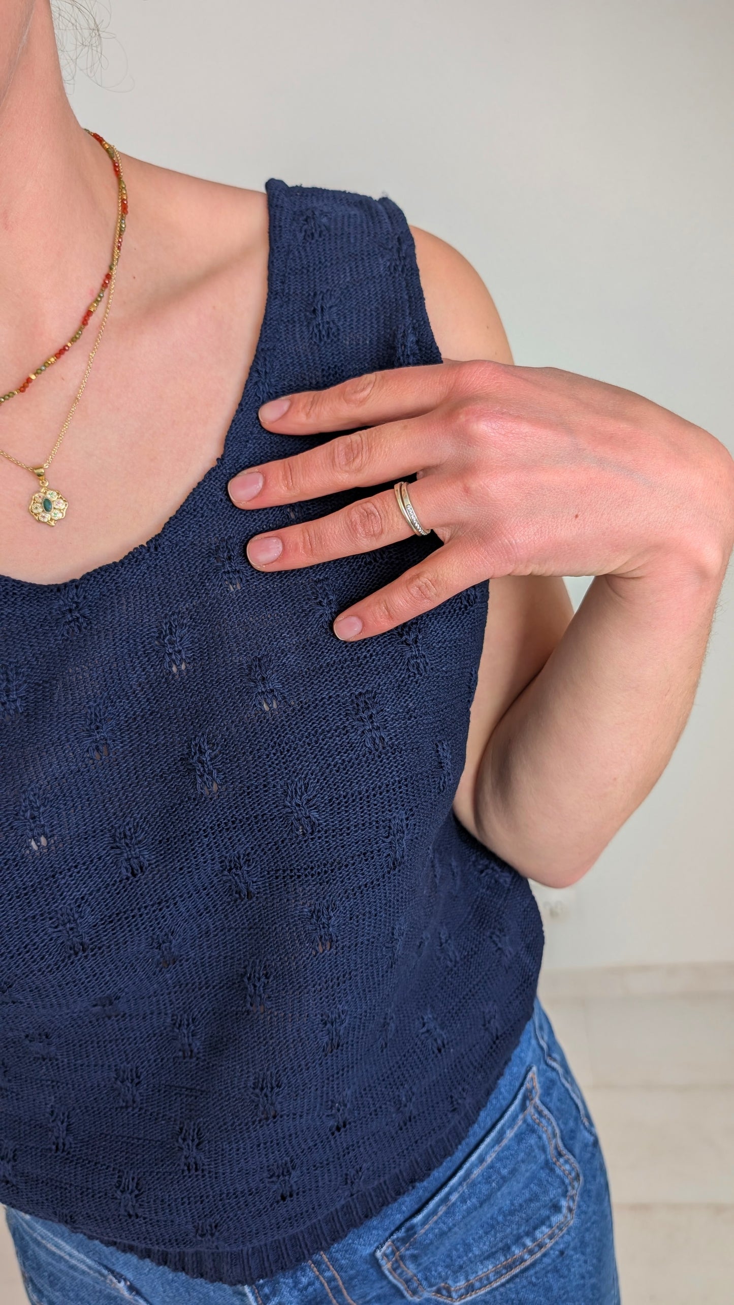 Haut coton tricoté main T40