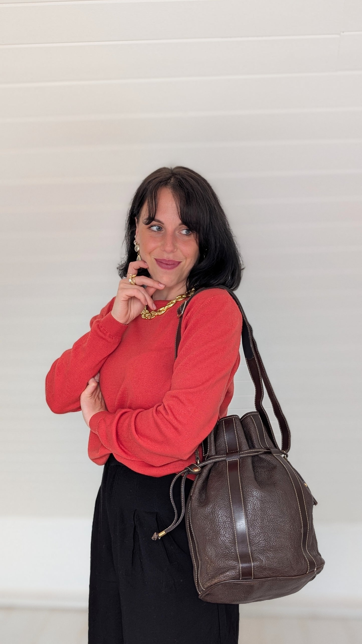 Sac seau en cuir 1980