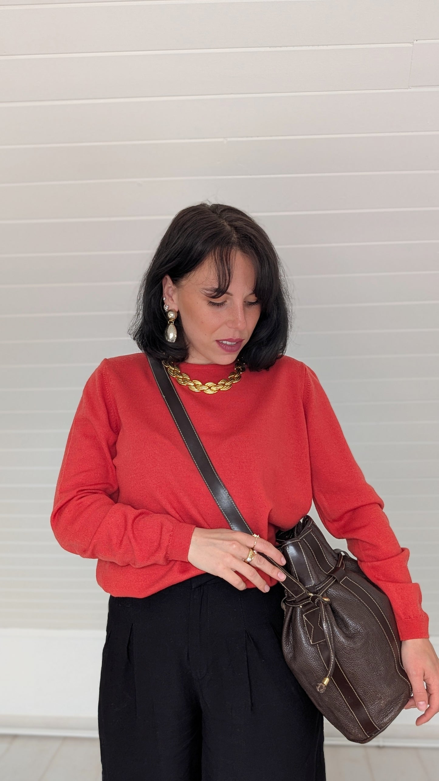 Sac seau en cuir 1980