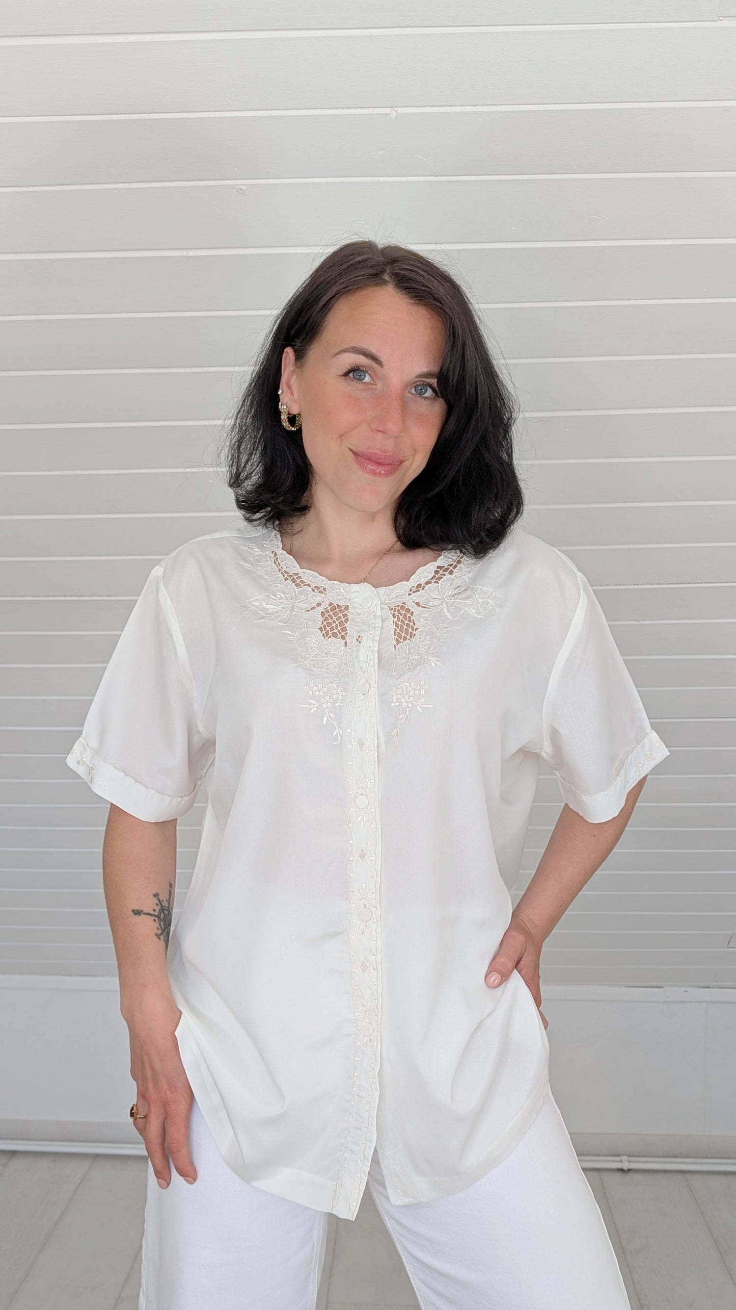 Blouse soie à broderies T40-42