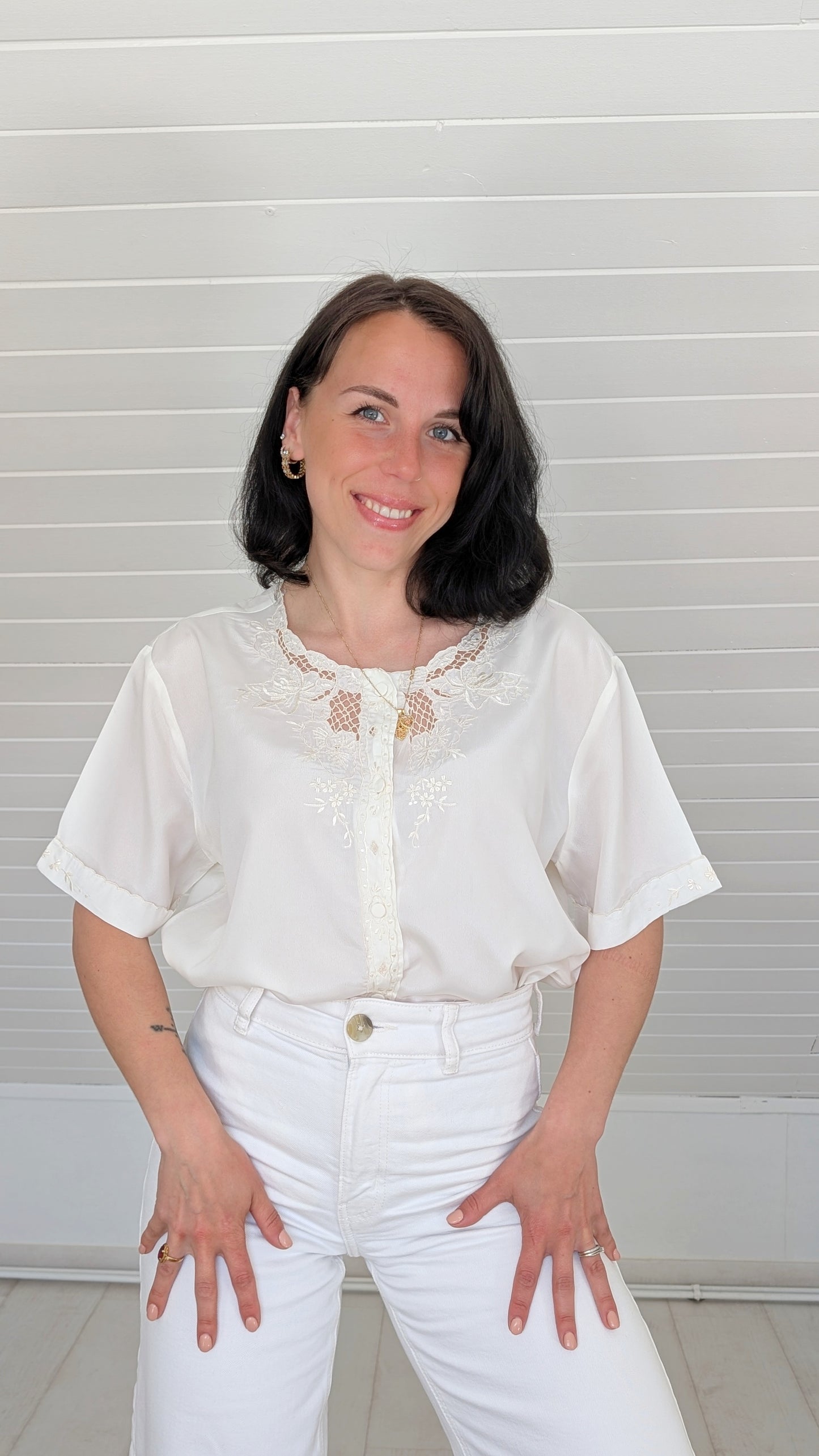 Blouse soie à broderies T40-42