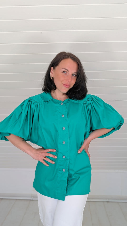 Blouse coton manches ballons du 34 au 40