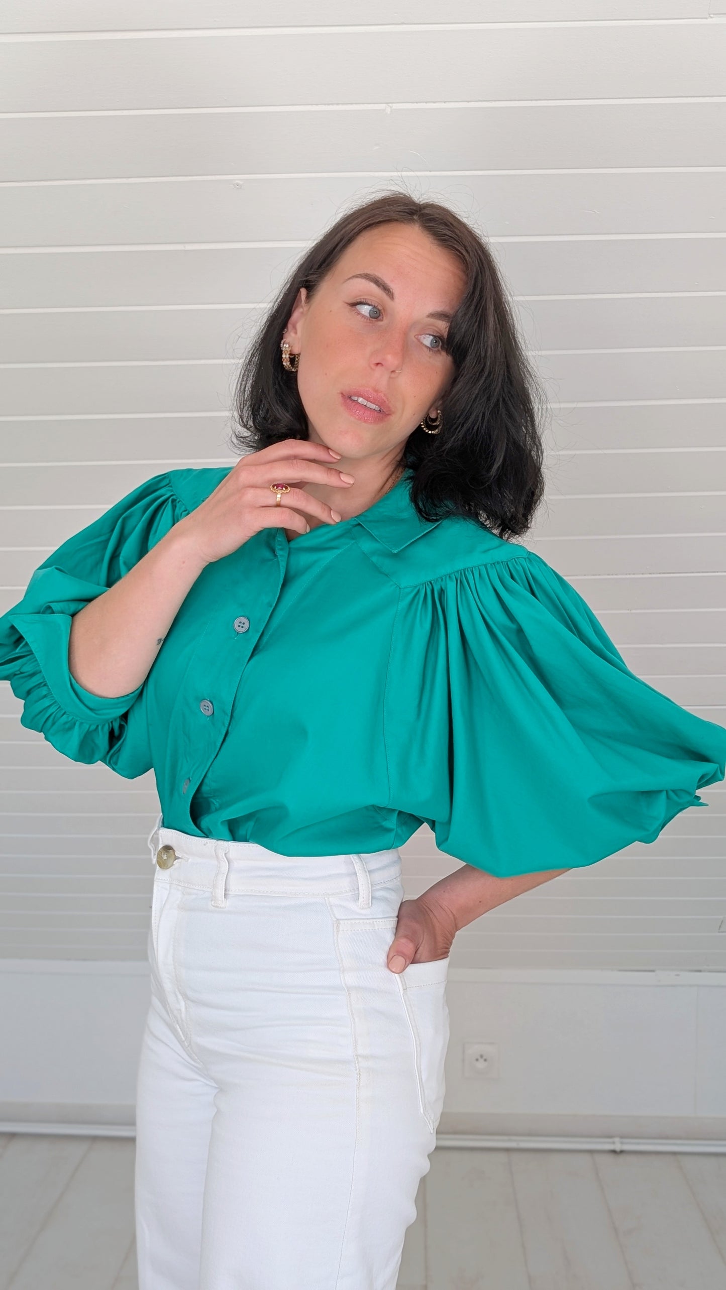 Blouse coton manches ballons du 34 au 40