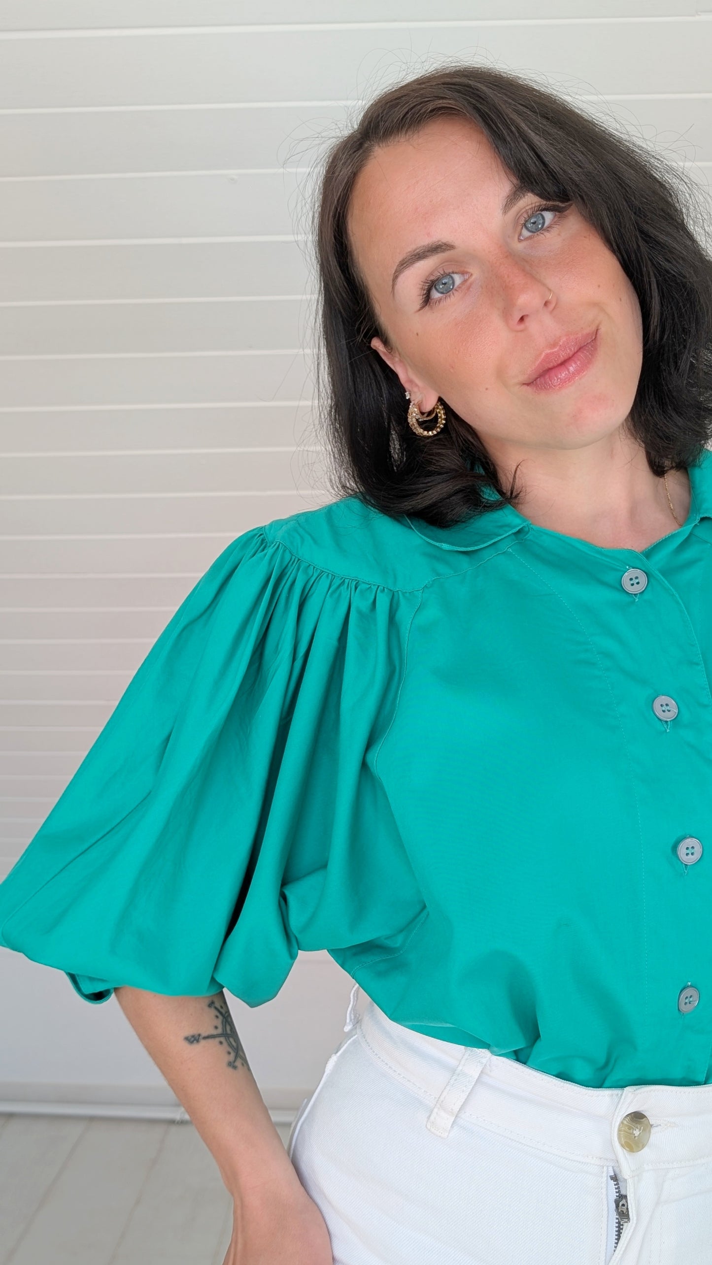Blouse coton manches ballons du 34 au 40