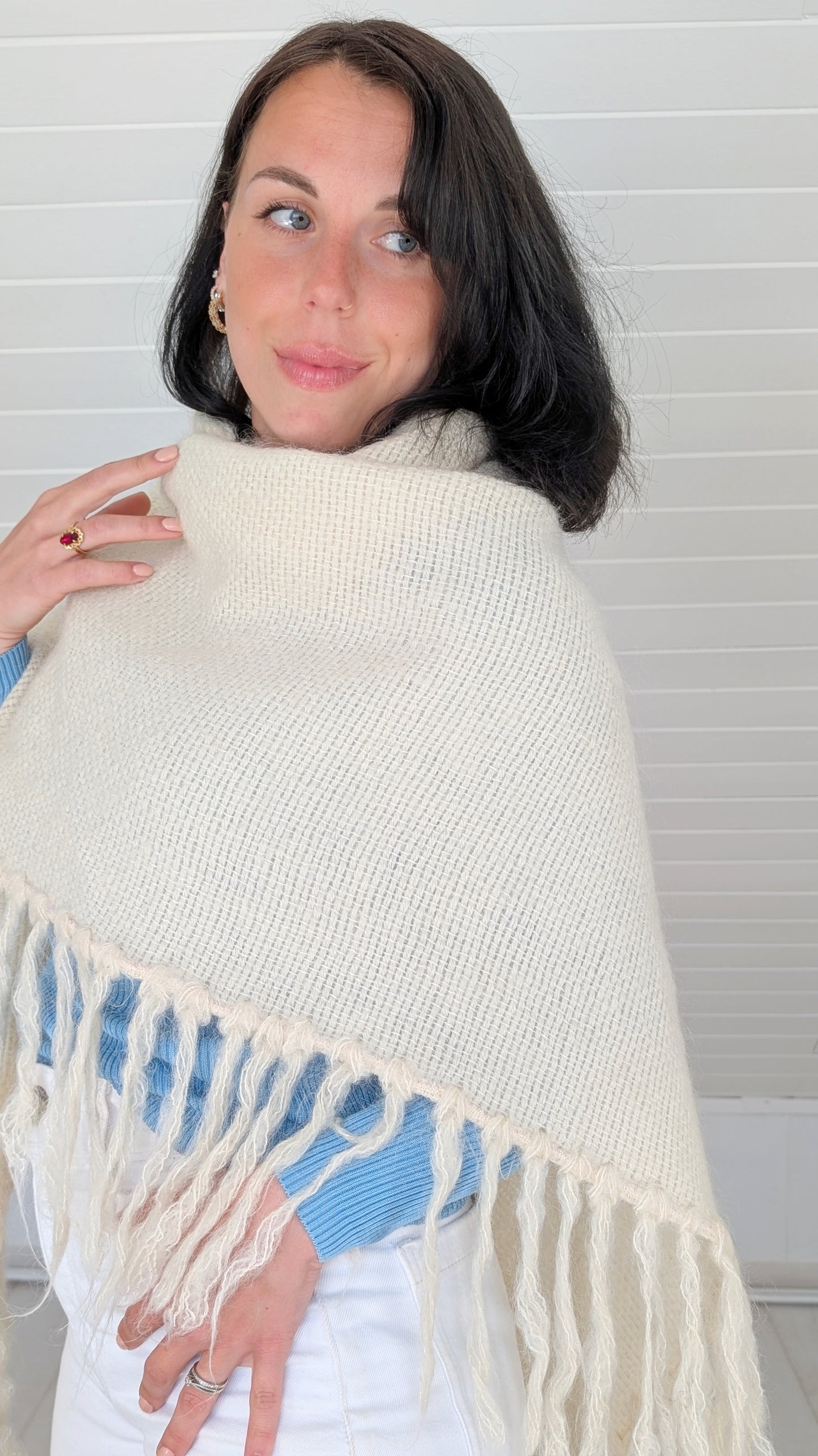 Cape/poncho 70s laine fait main