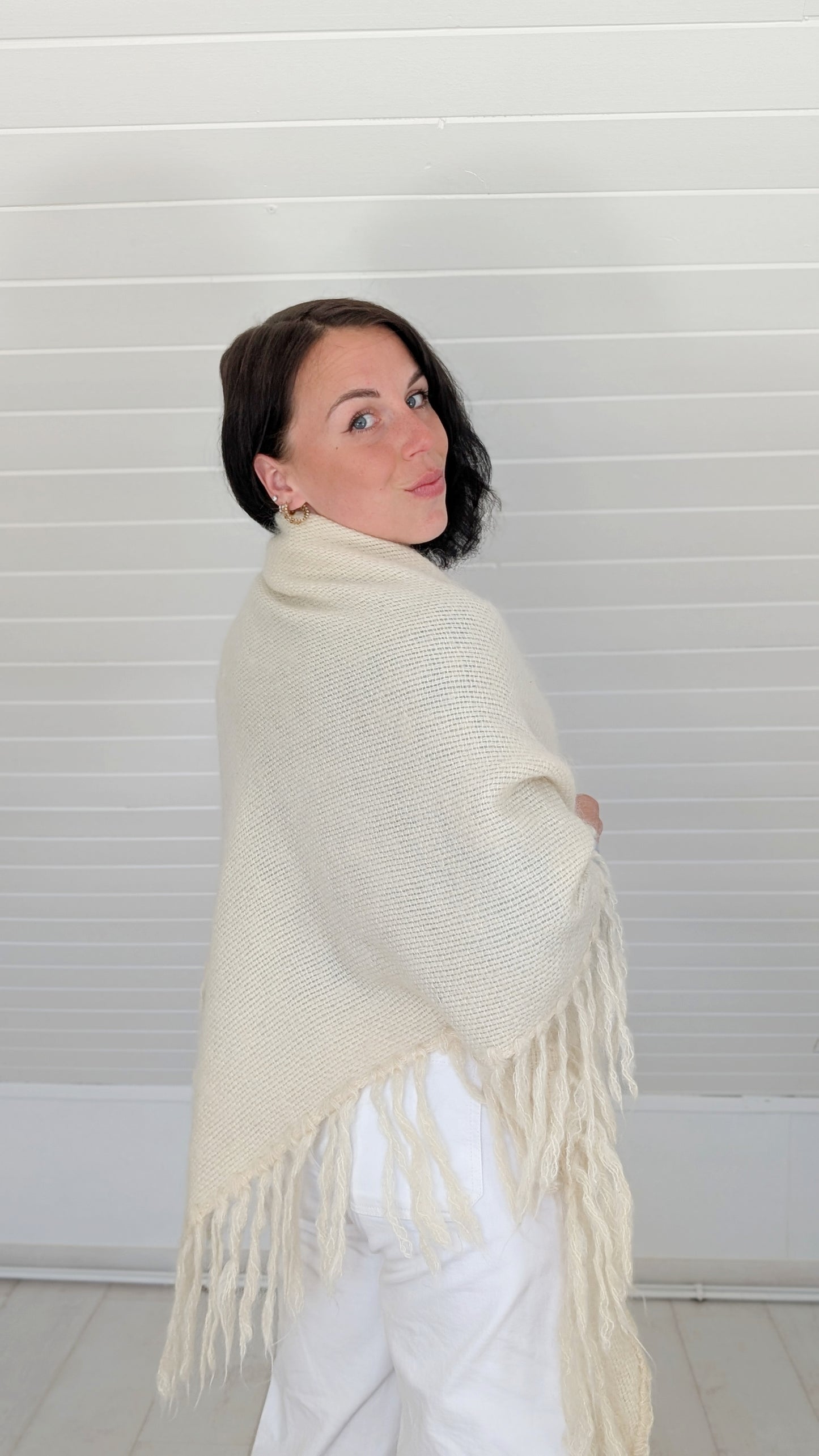Cape/poncho 70s laine fait main