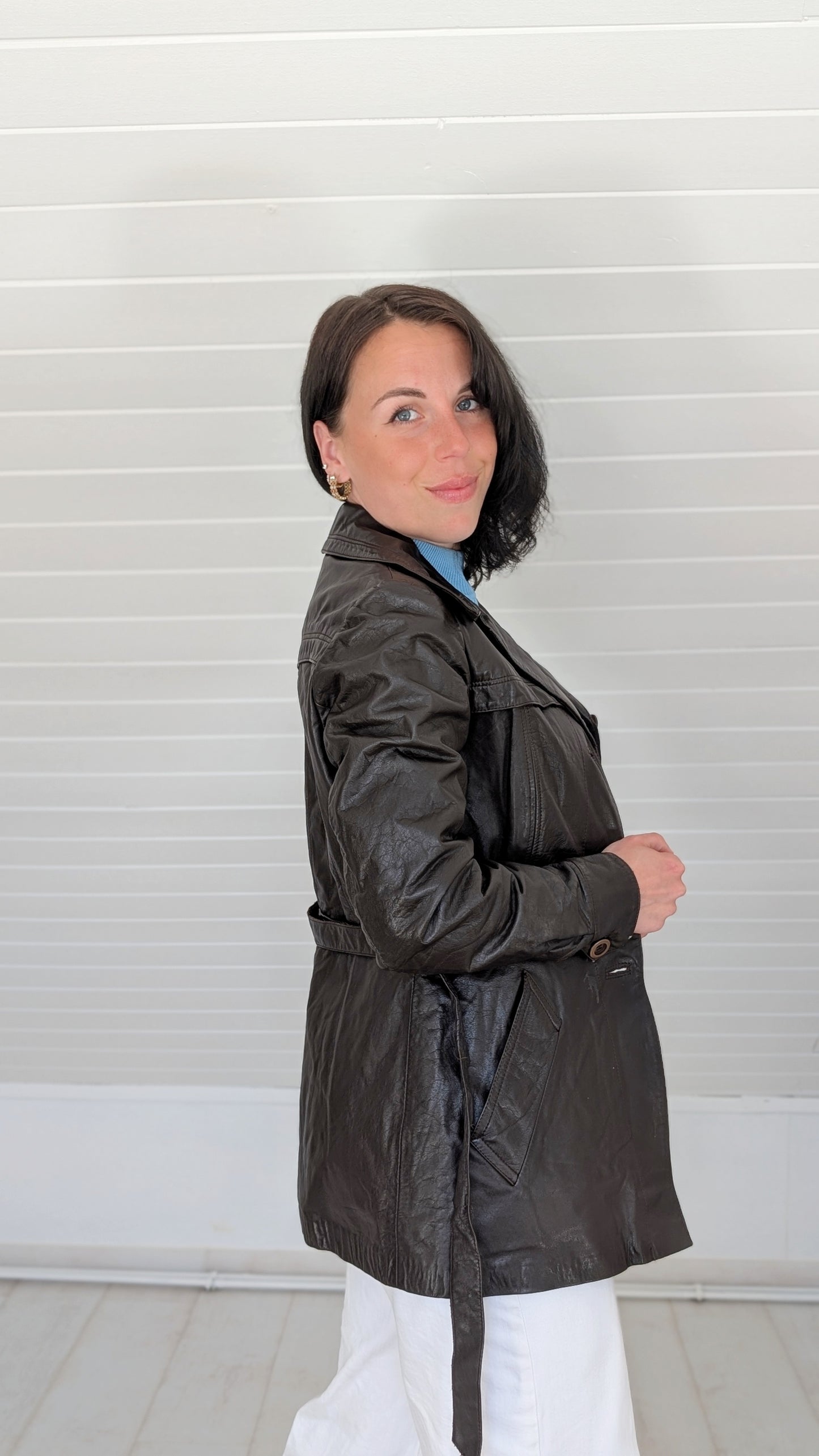 Veste cuir 70s chocolat T36