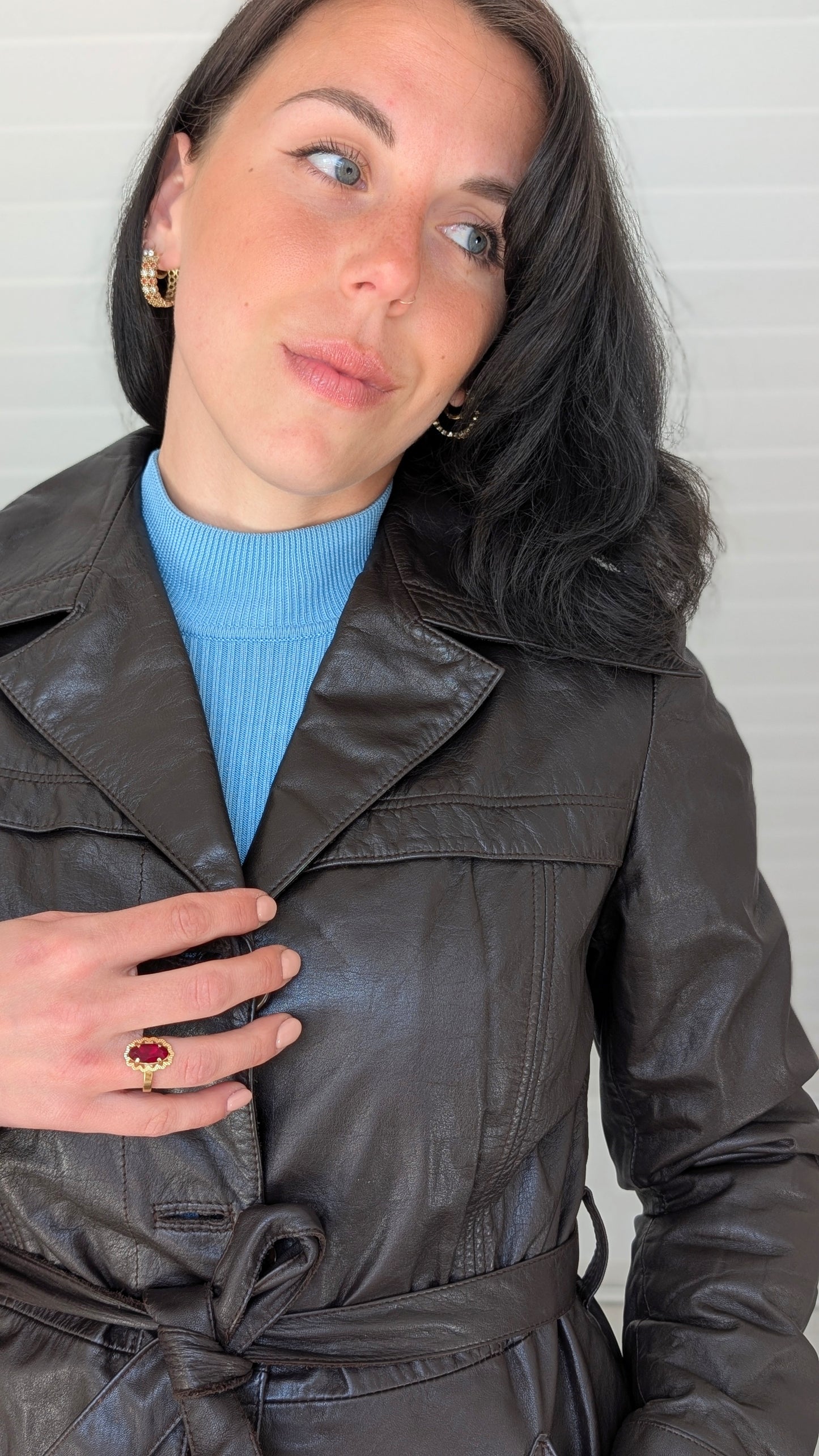 Veste cuir 70s chocolat T36