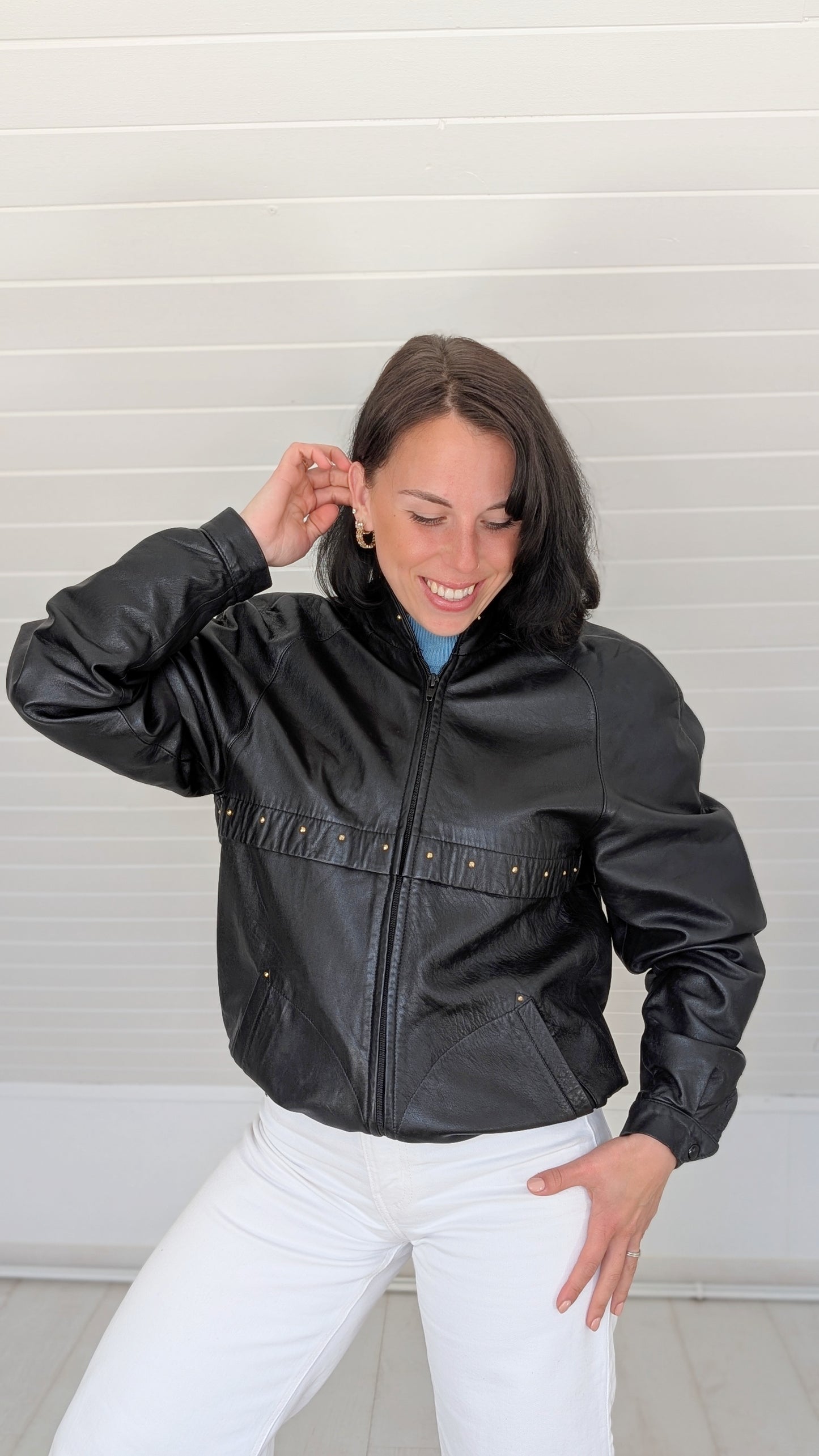 Veste bombers cuir 80s T40