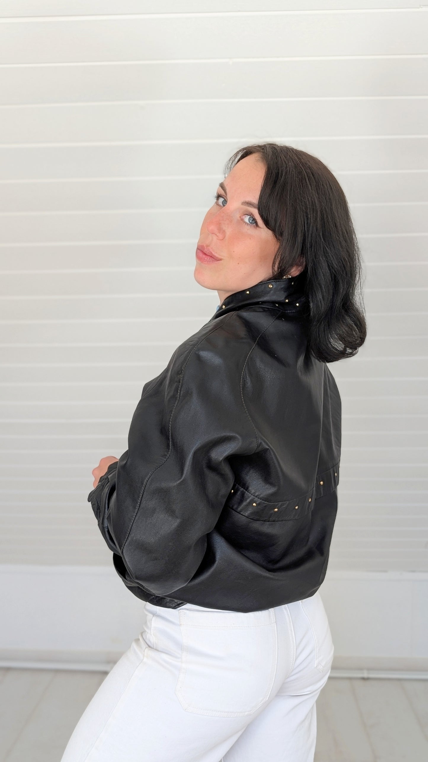 Veste bombers cuir 80s T40