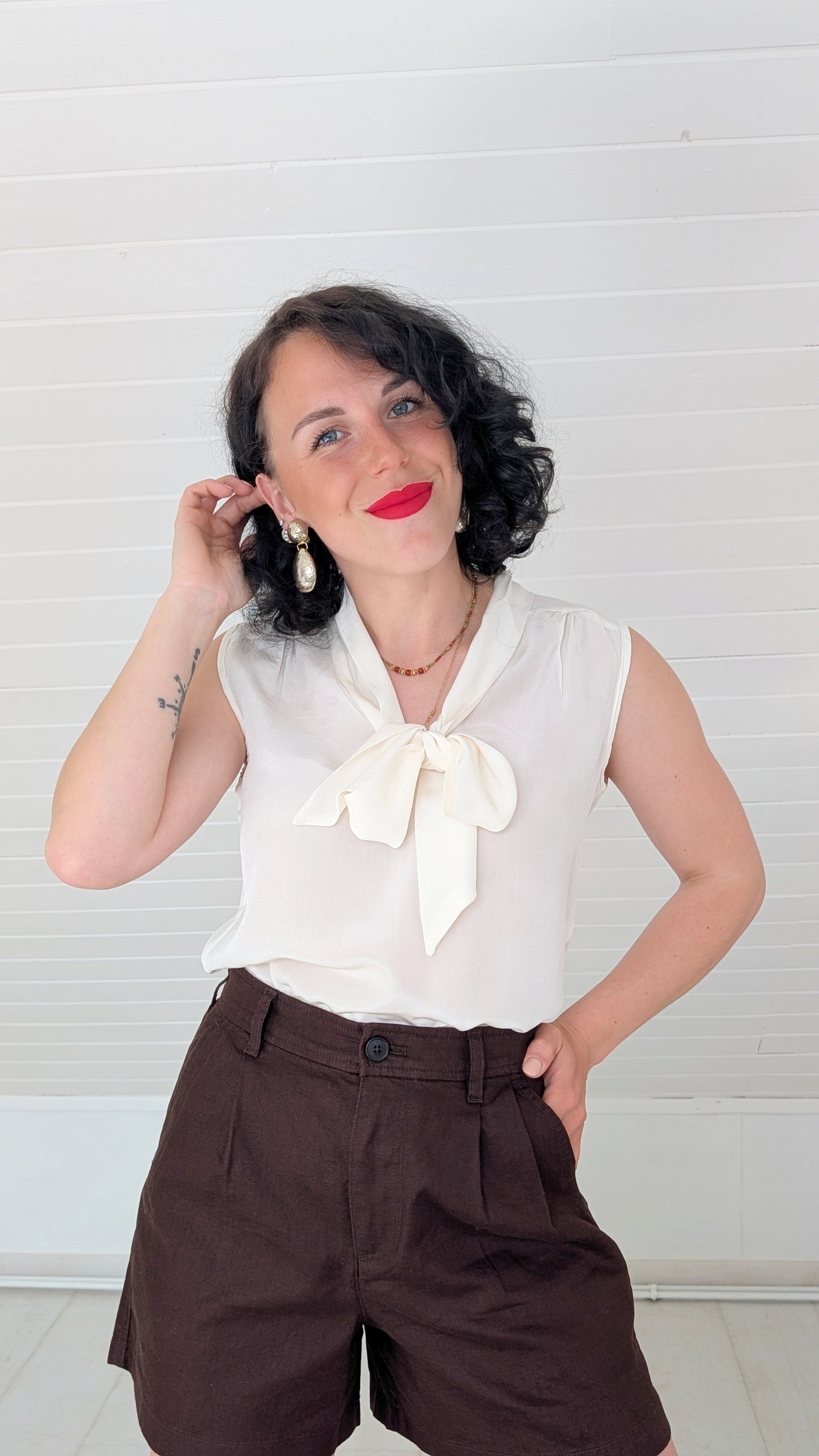 Blouse soie col lavallière T38
