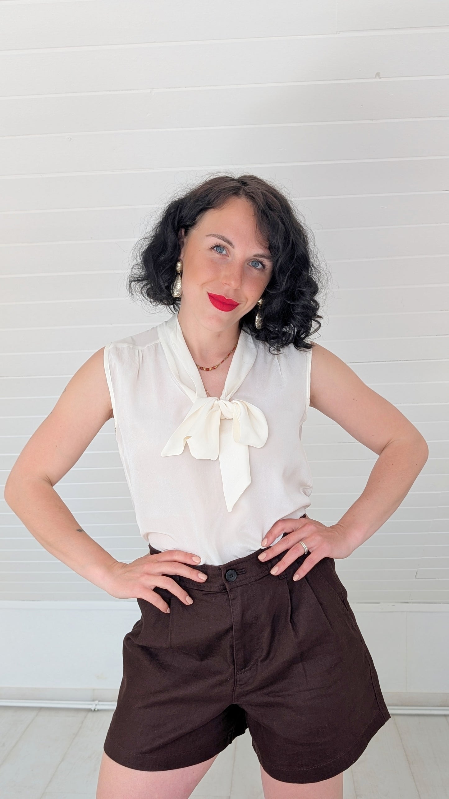 Blouse soie col lavallière T38