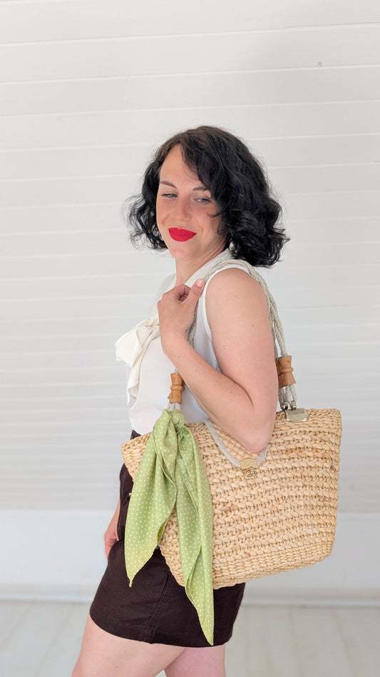 Panier raphia 80s