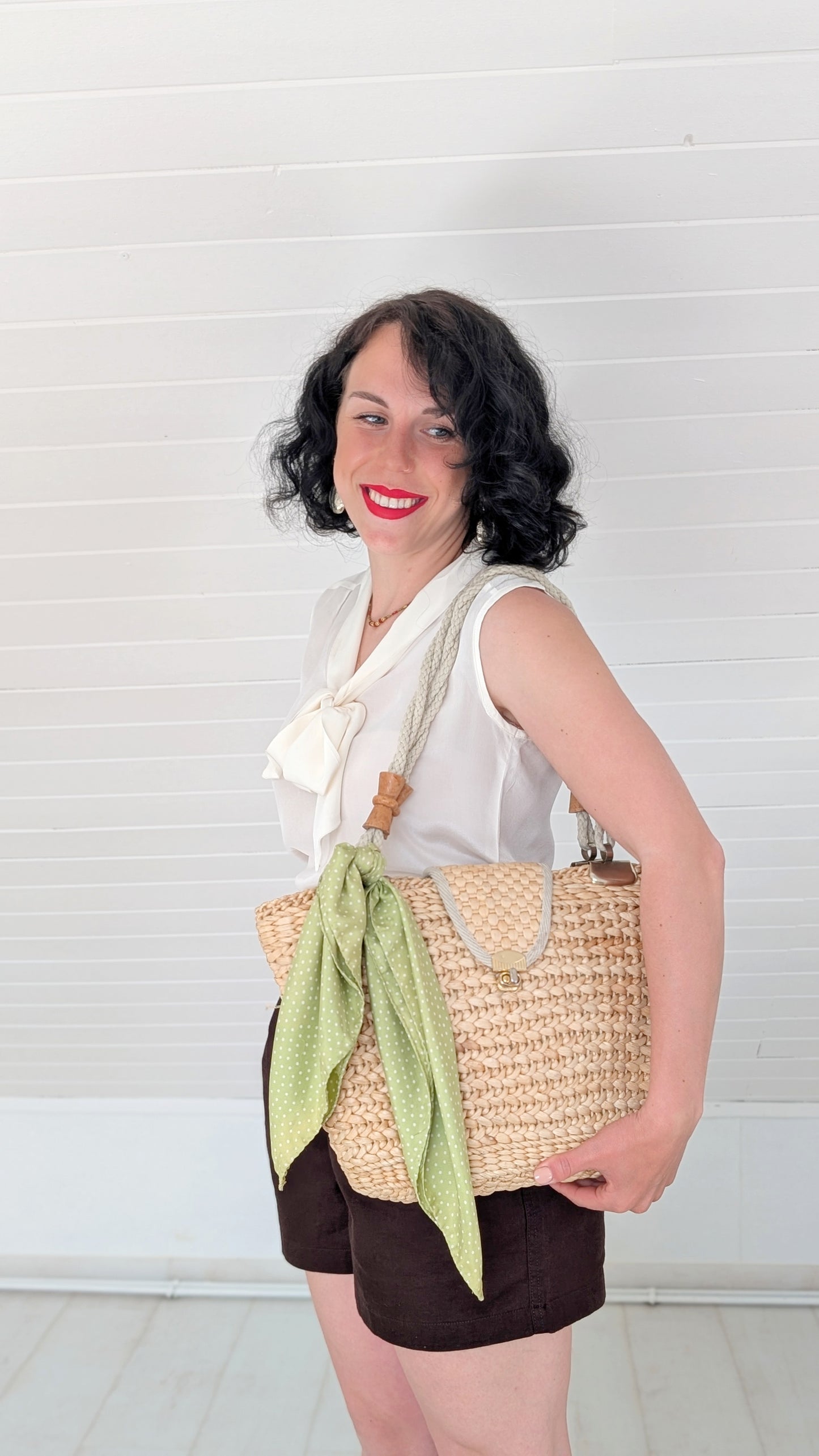 Panier raphia 80s