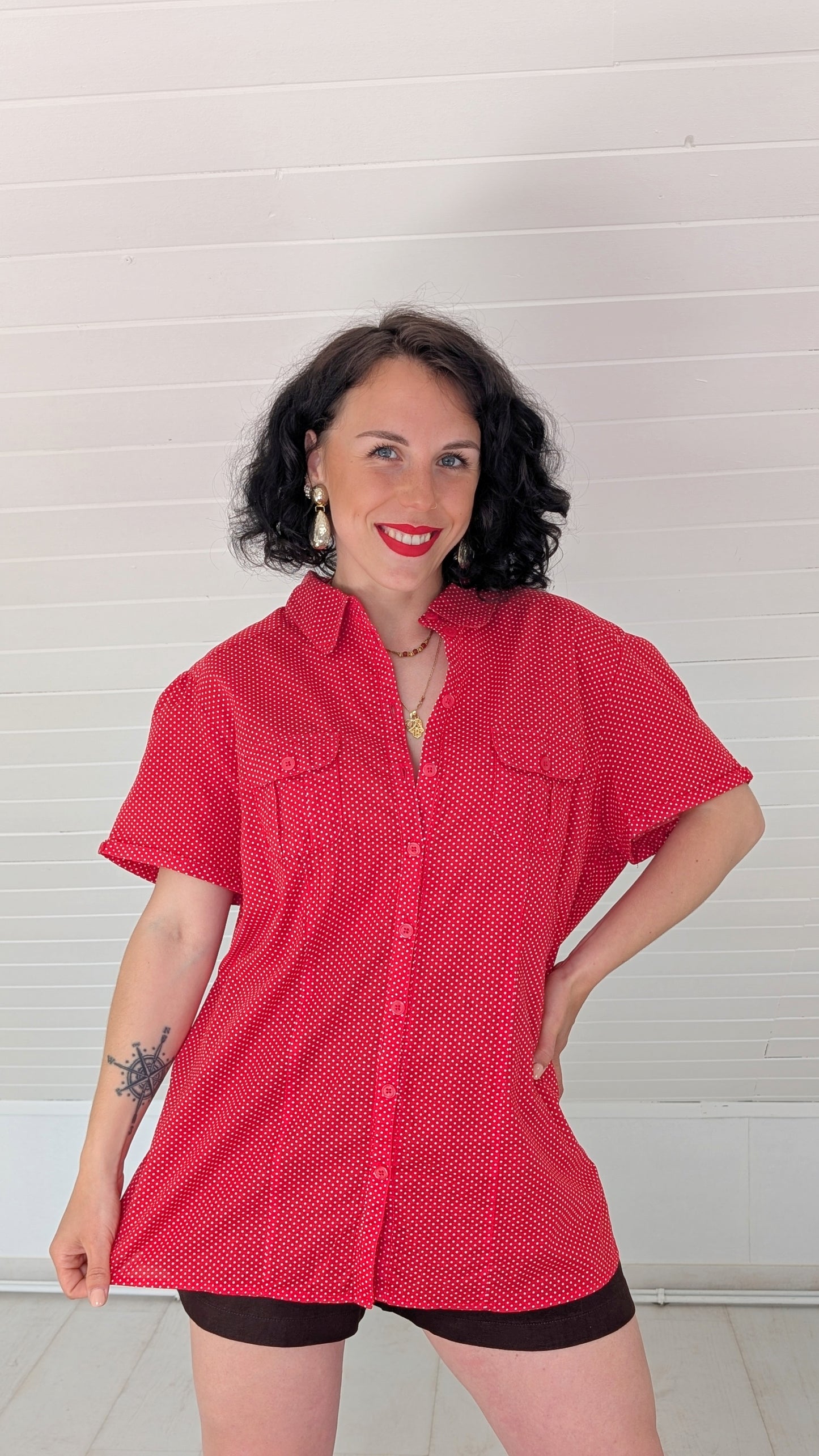 Chemise pois coton T42-44