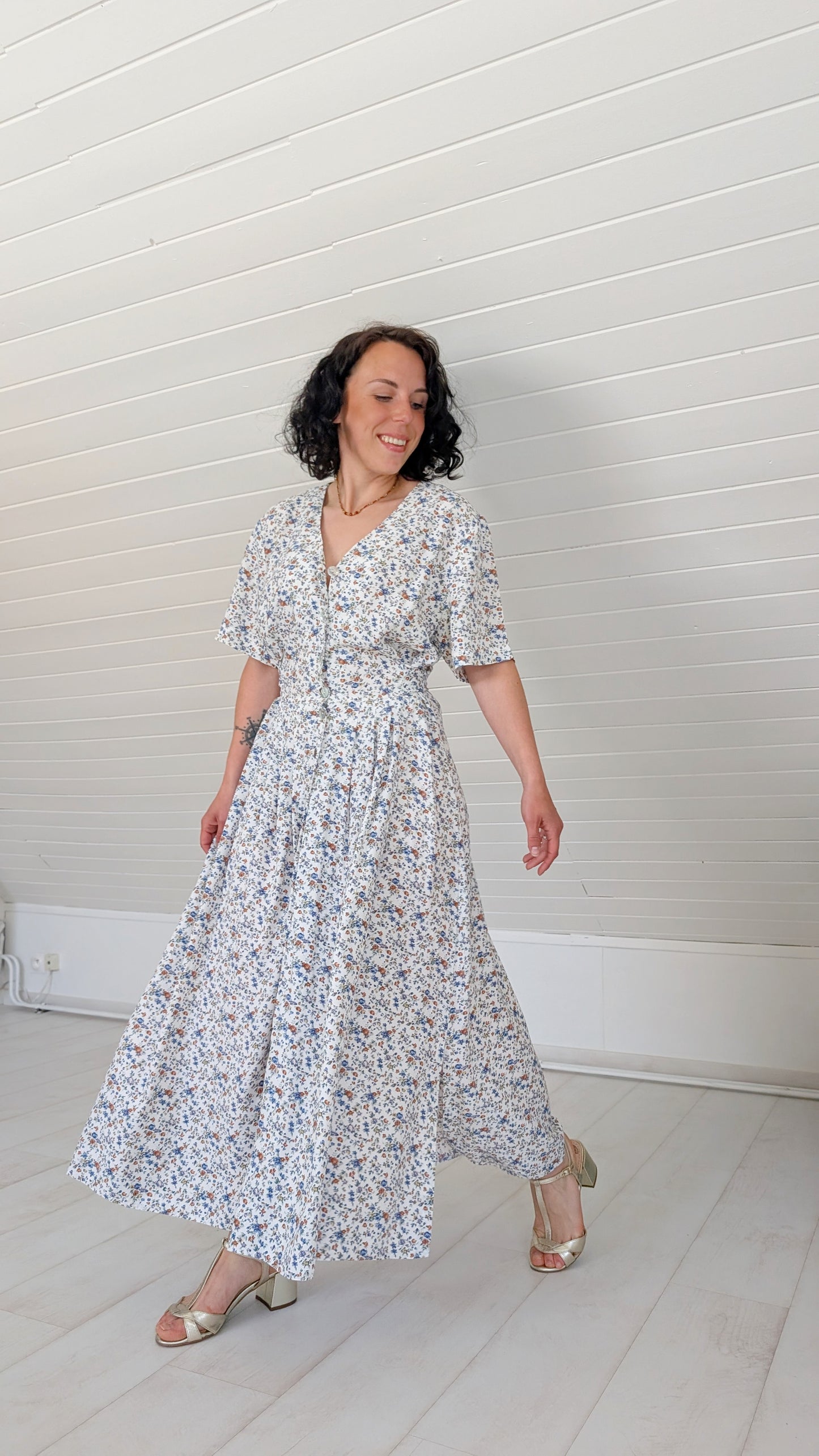 Robe romantique viscose 90s T42