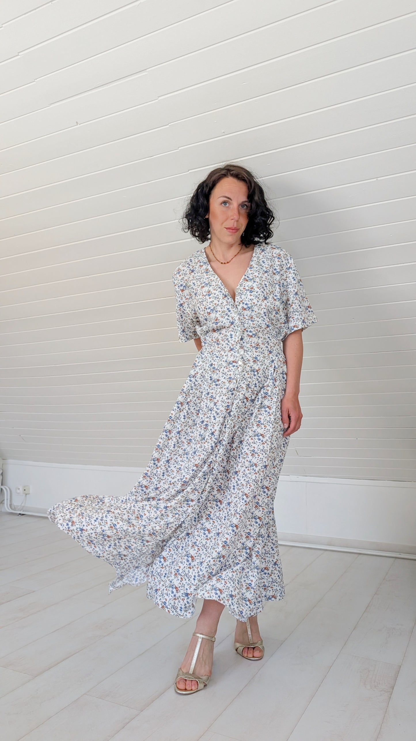 Robe romantique viscose 90s T42