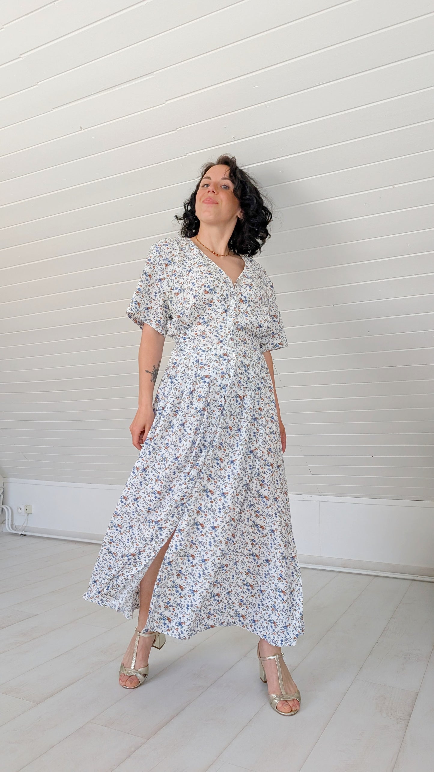 Robe romantique viscose 90s T42