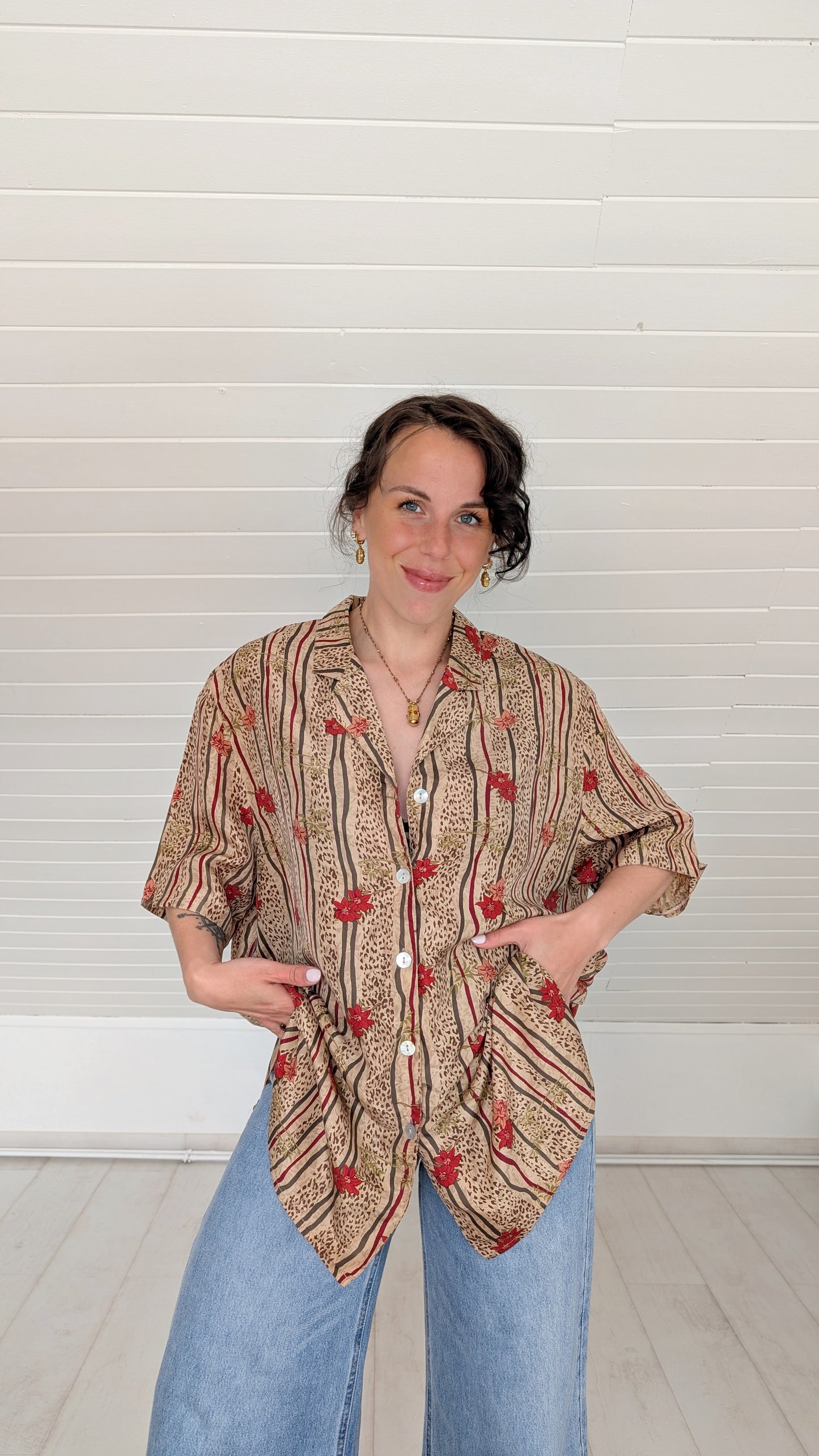 Blouse ample soie 80s