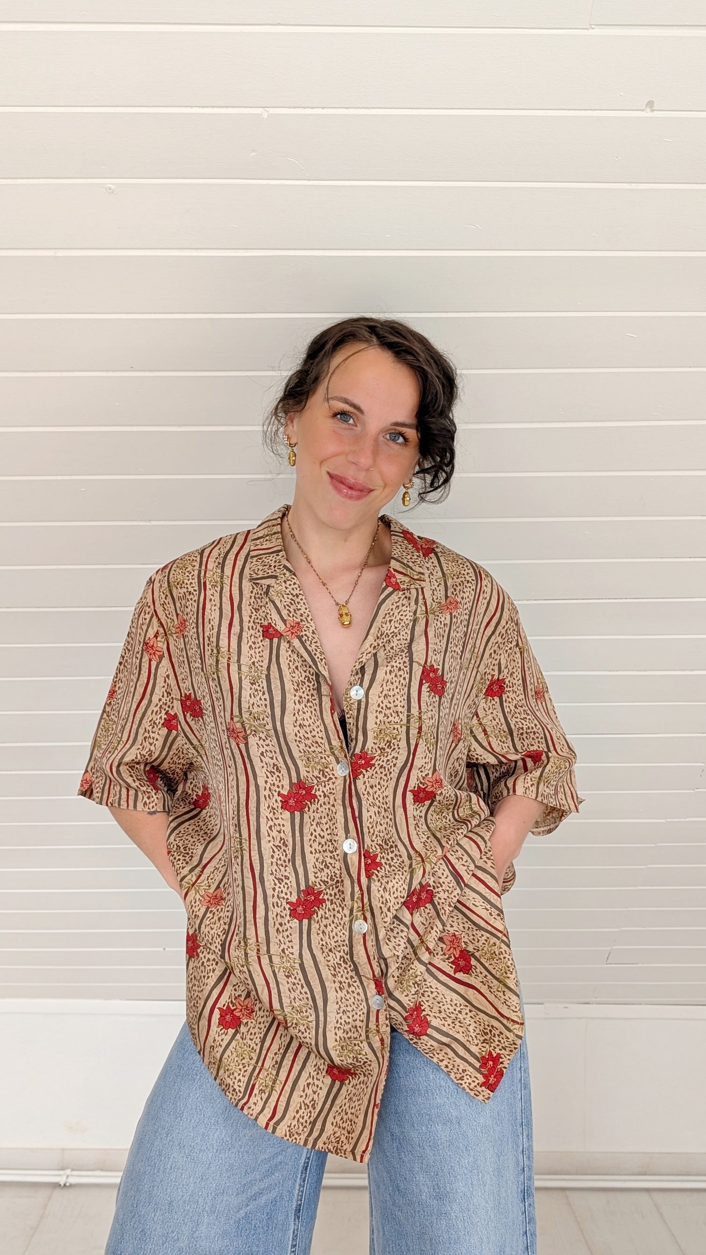 Blouse ample soie 80s