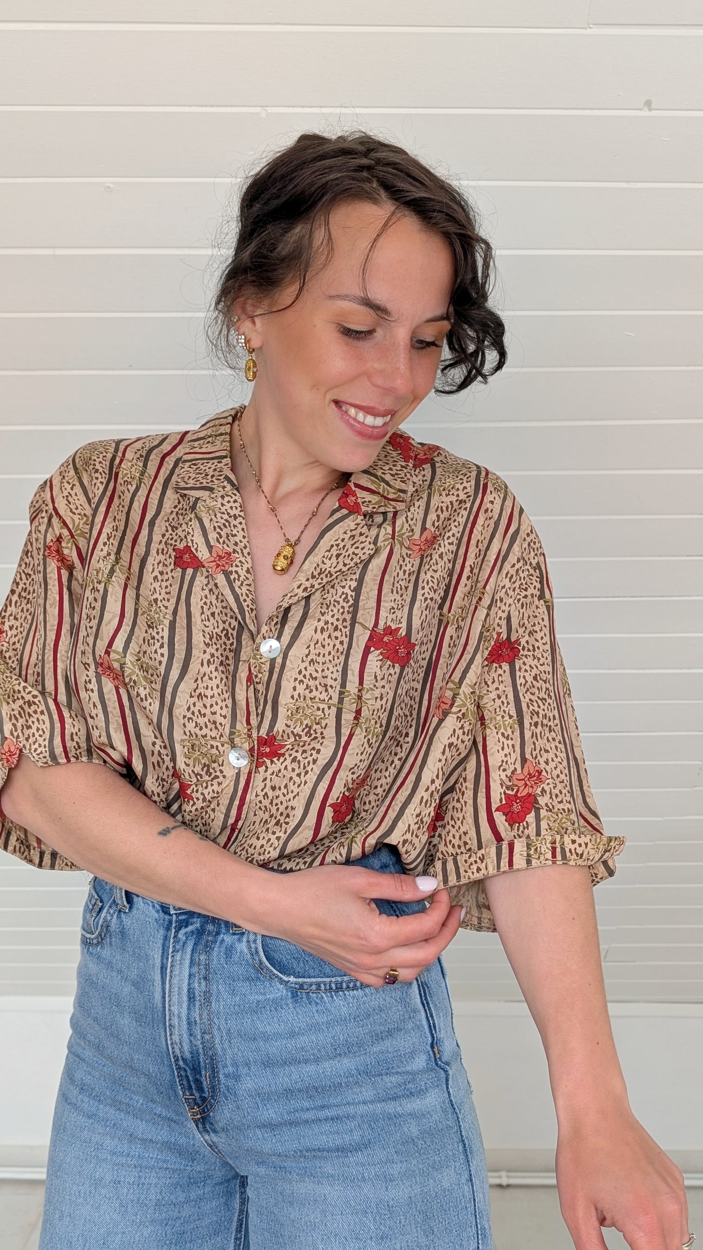 Blouse ample soie 80s