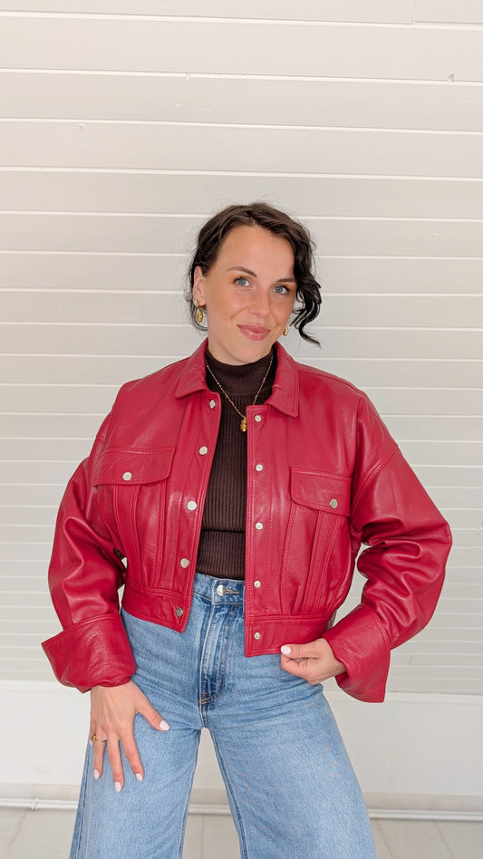 Veste cropped cuir T38-40