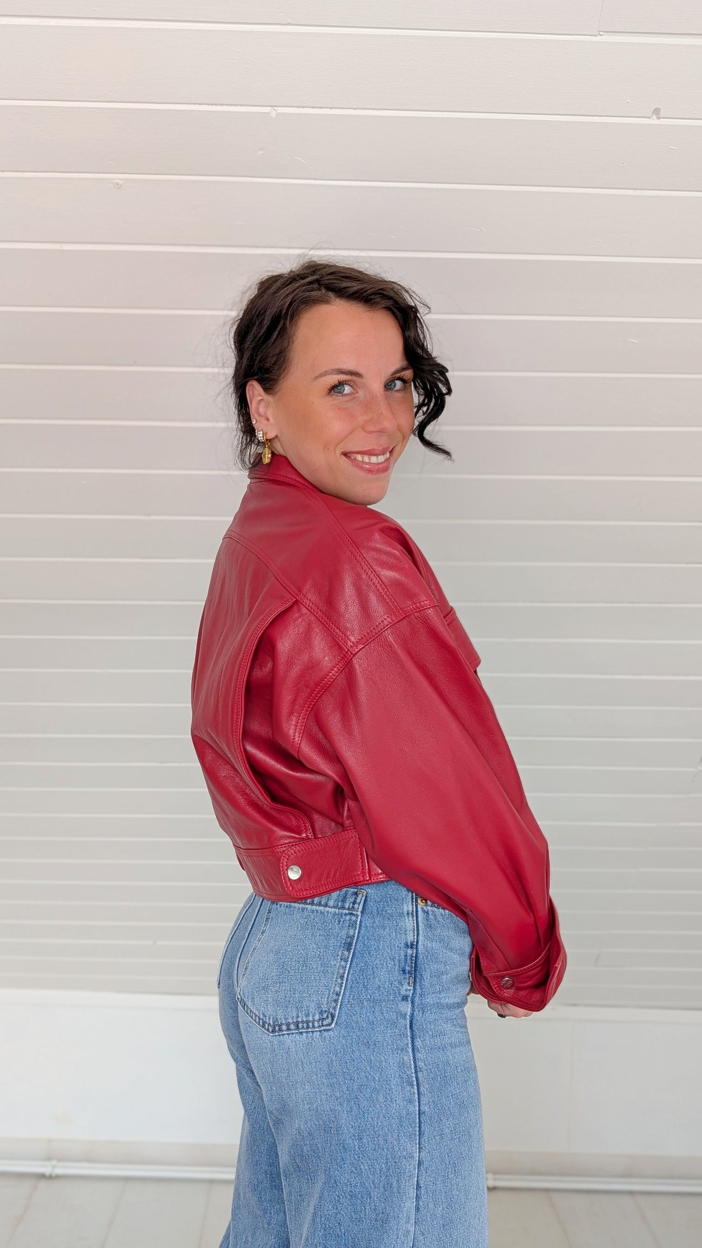 Veste cropped cuir T38-40