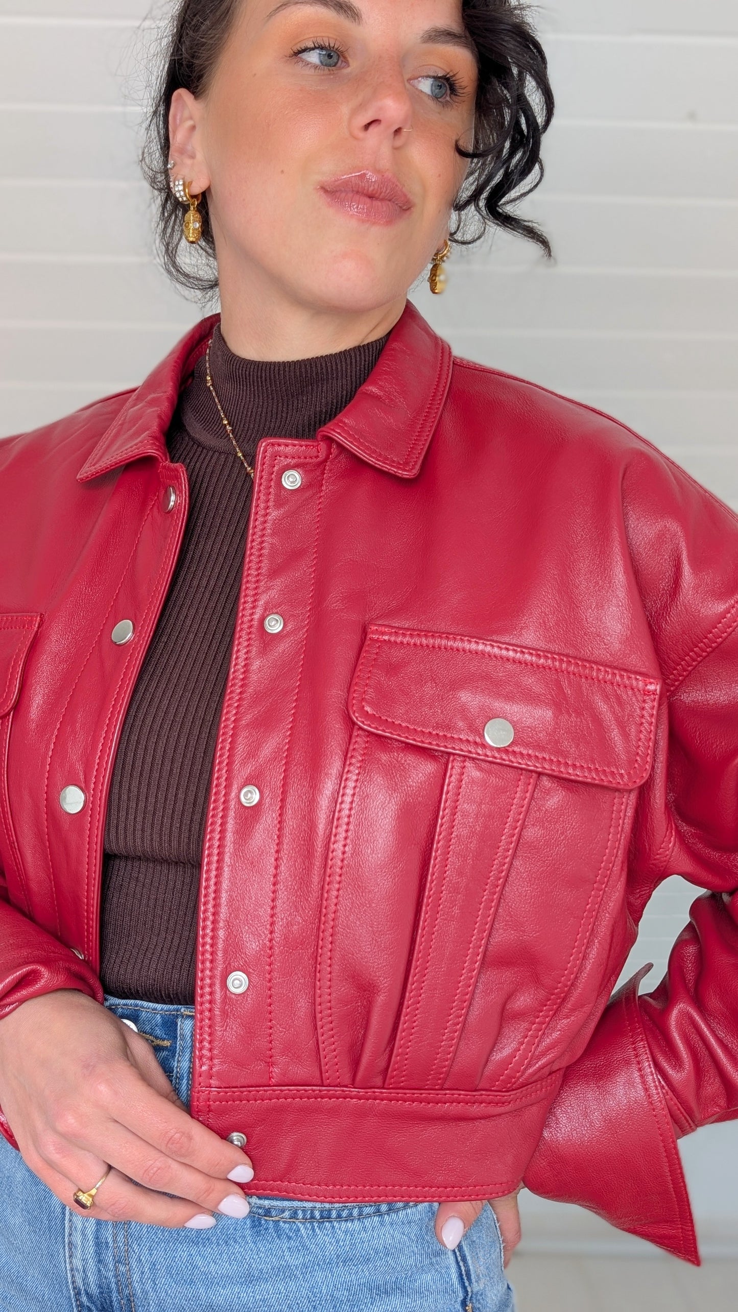 Veste cropped cuir T38-40